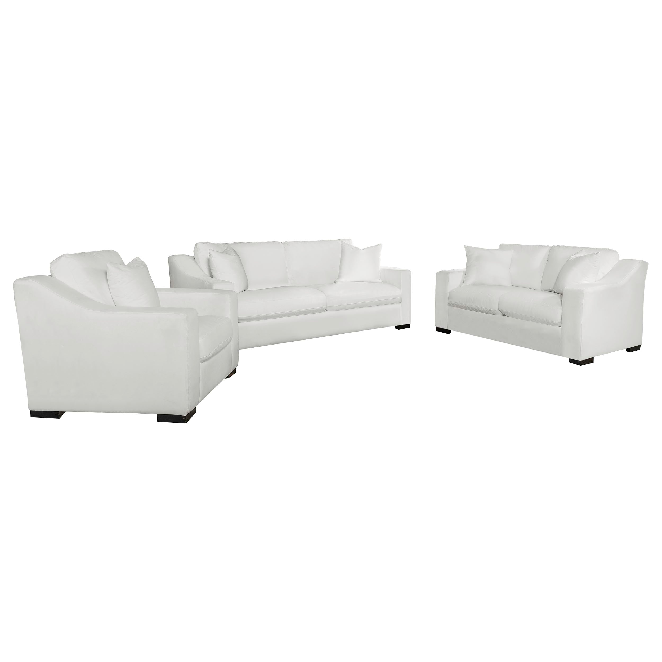 Ashlyn Upholstered Sloped Arm Sofa Set White
