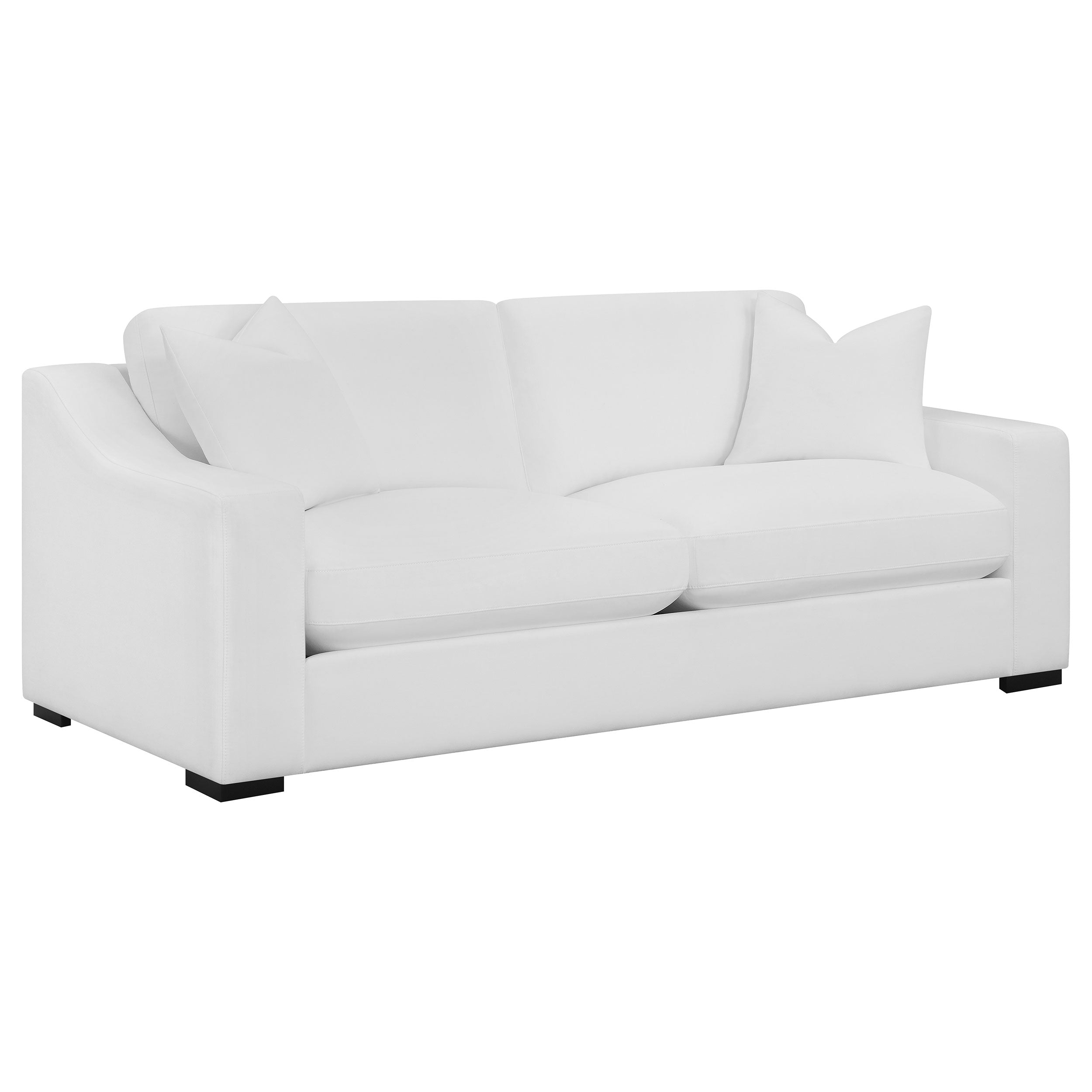 Ashlyn Upholstered Sloped Arm Sofa Set White