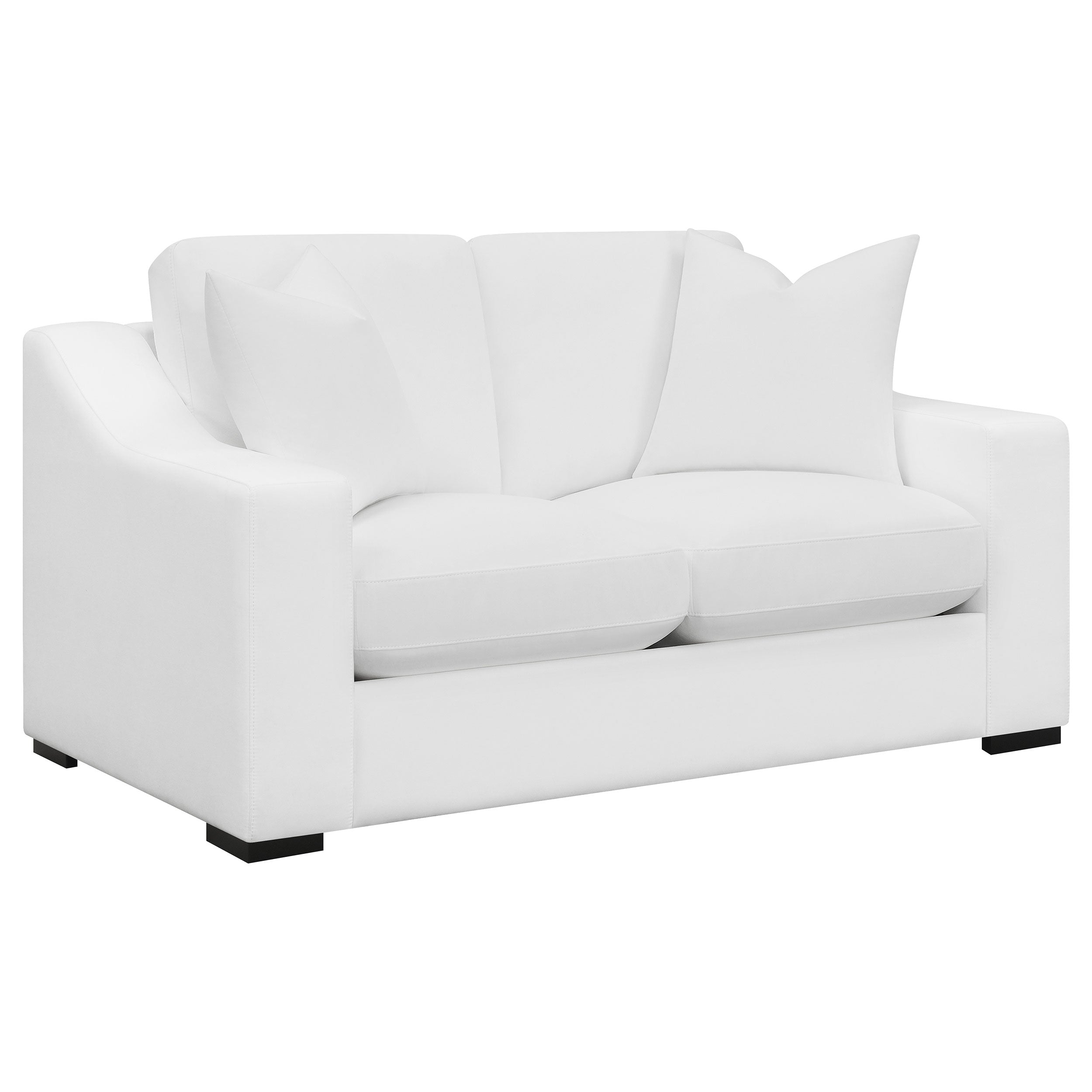 Ashlyn Upholstered Sloped Arm Sofa Set White