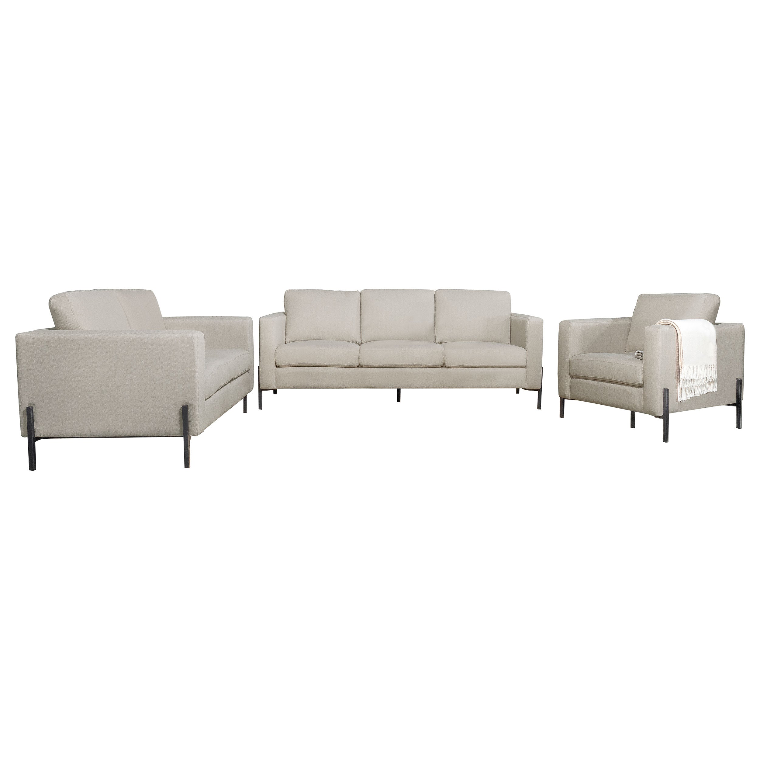 Tilly Upholstered Track Arm Sofa Set Oatmeal