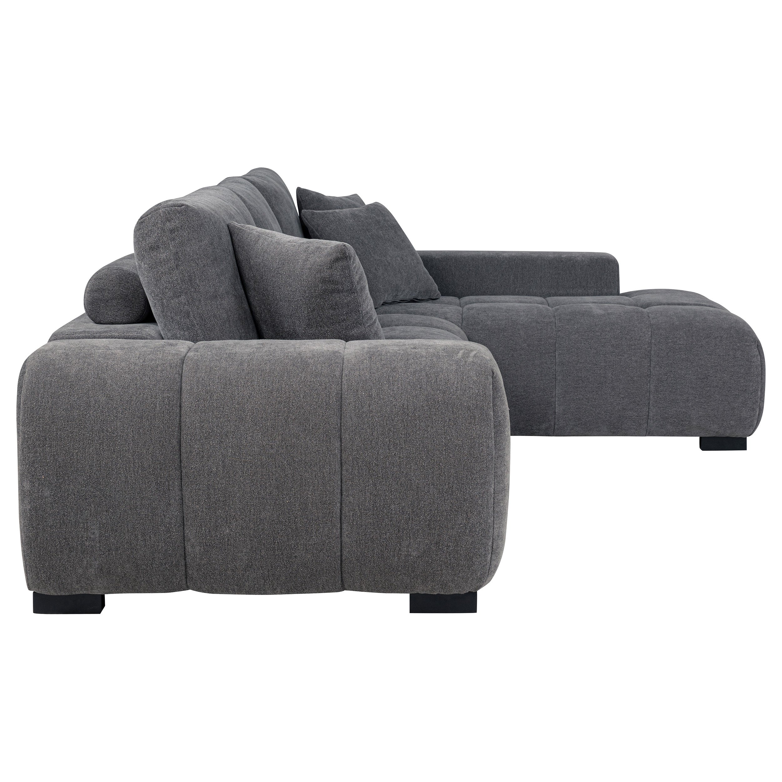 Octavia Sectional Chaise Sofa (Grey & Camel)