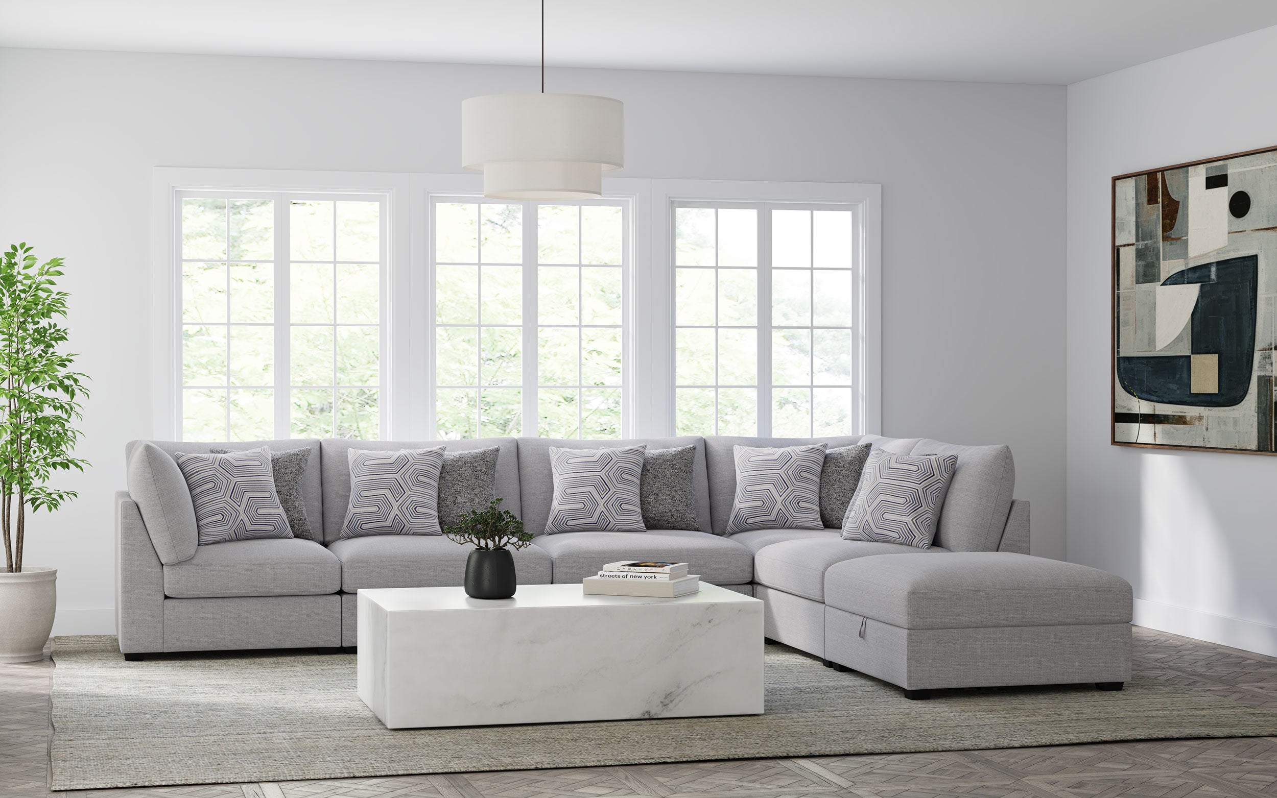 Cambria Modular Sectional Sofa Grey (Customizable)