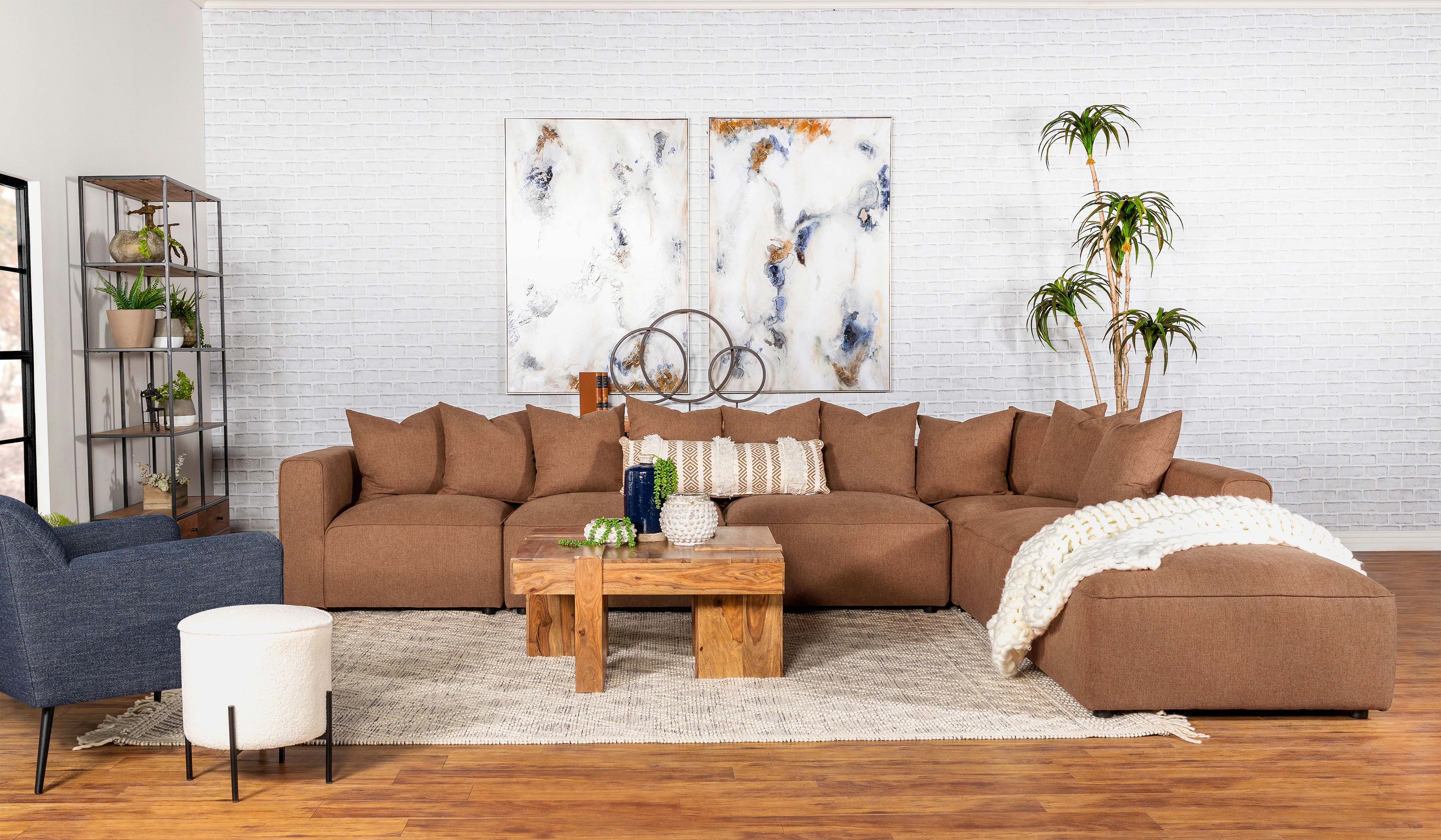 Jennifer Modular Sectional Grey & Terracotta