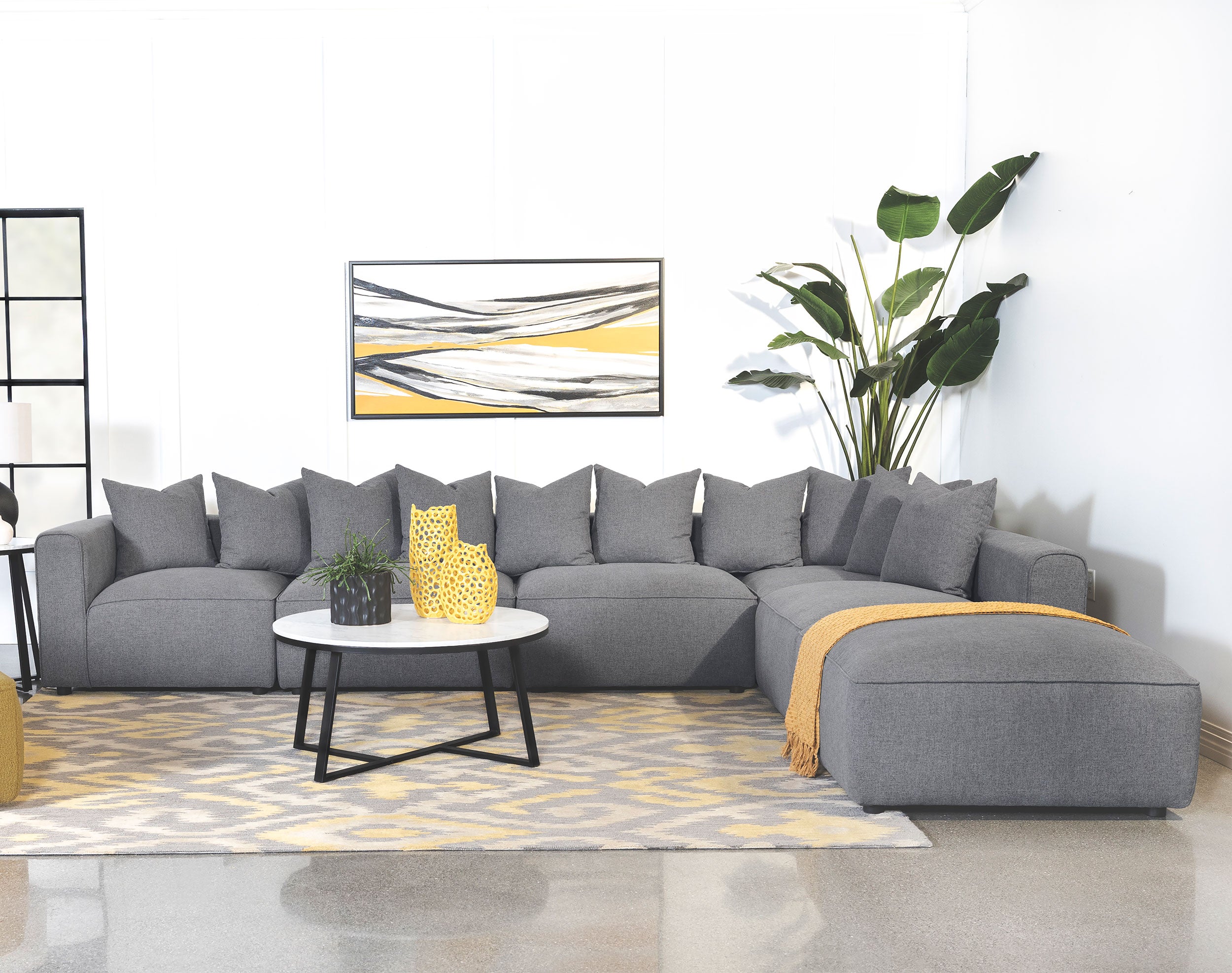 Jennifer Modular Sectional Grey & Terracotta