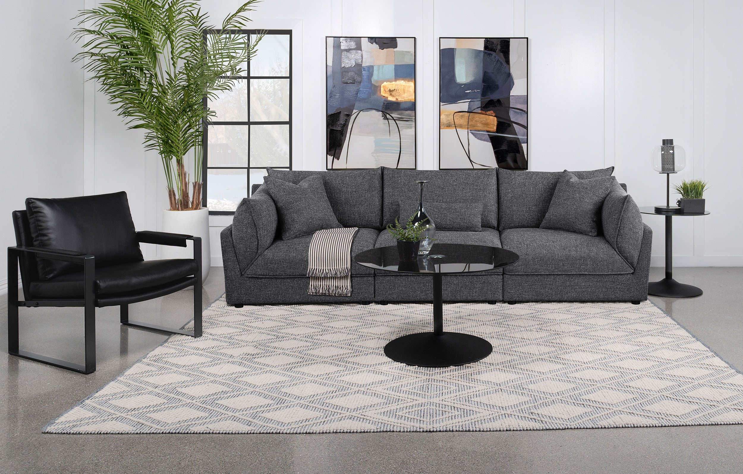 Sasha Upholstered Sofa Barely Black