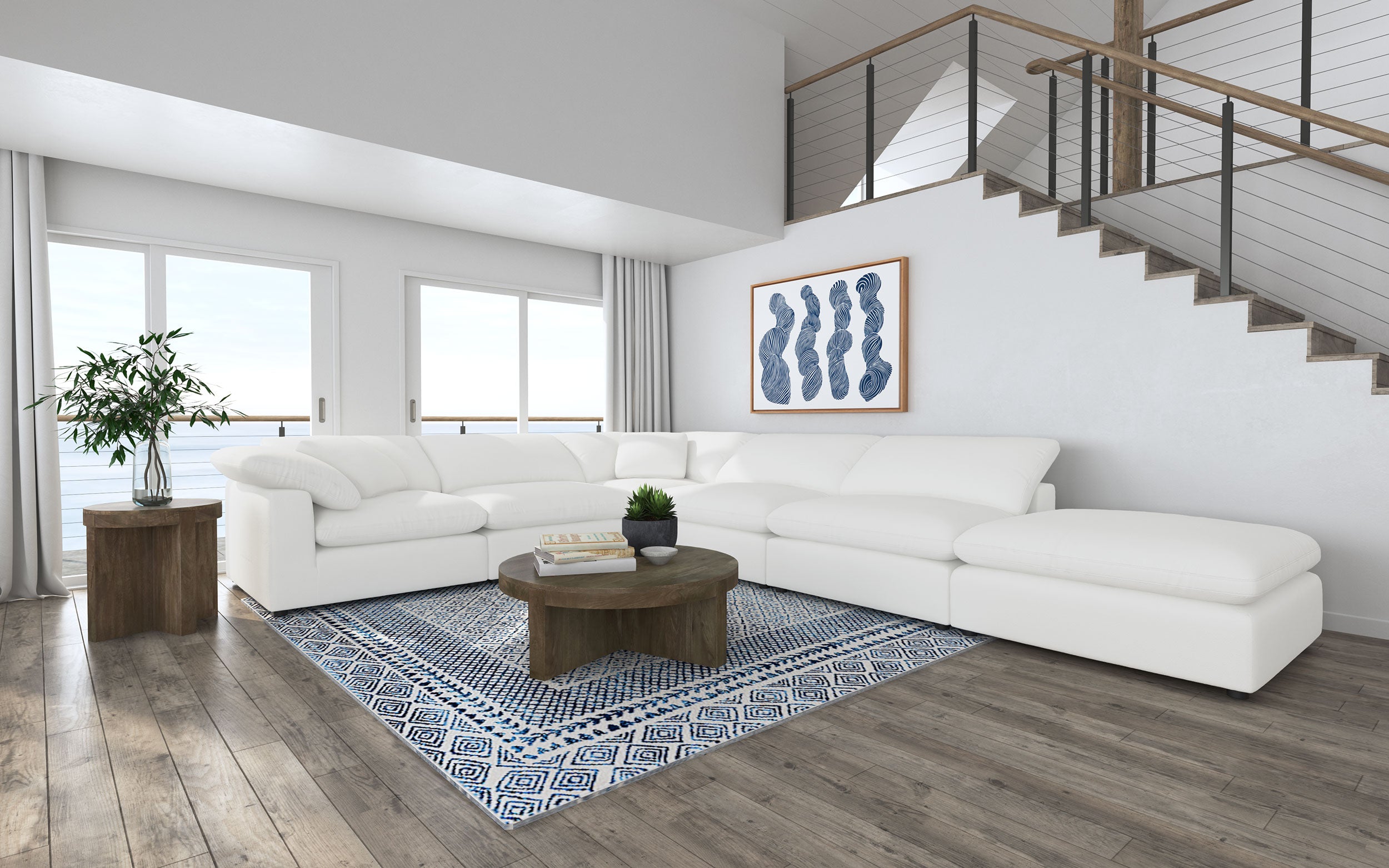 Luxe Dream Performance Bouclé Square Arm Cloud - Ivory