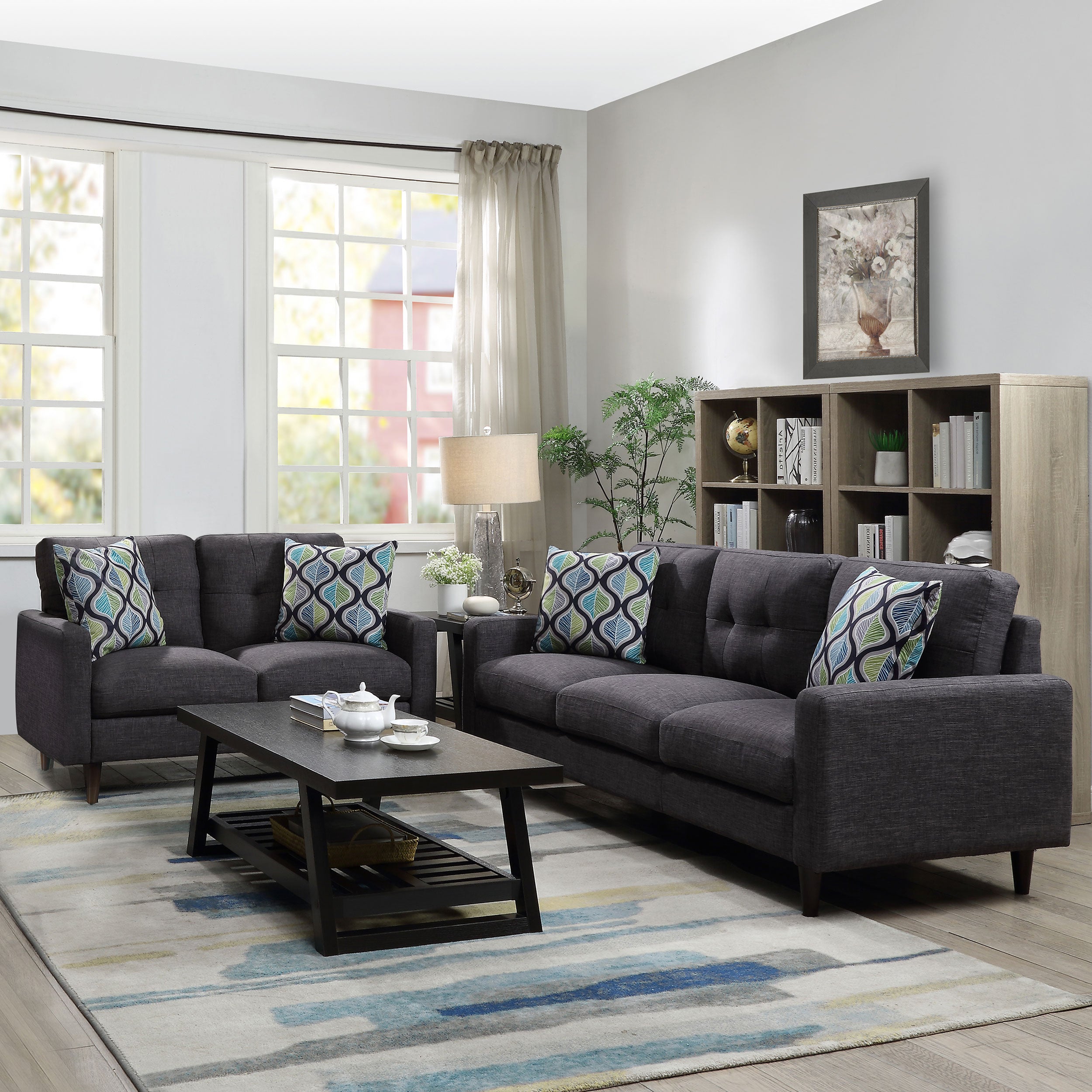 Watsonville Upholstered Track Arm Sofa Set Grey