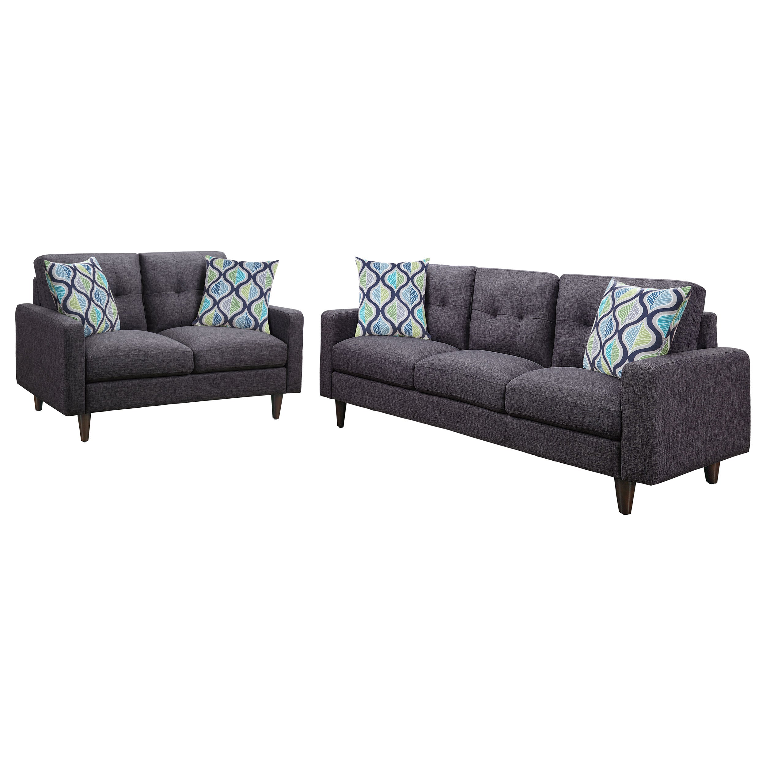 Watsonville Upholstered Track Arm Sofa Set Grey