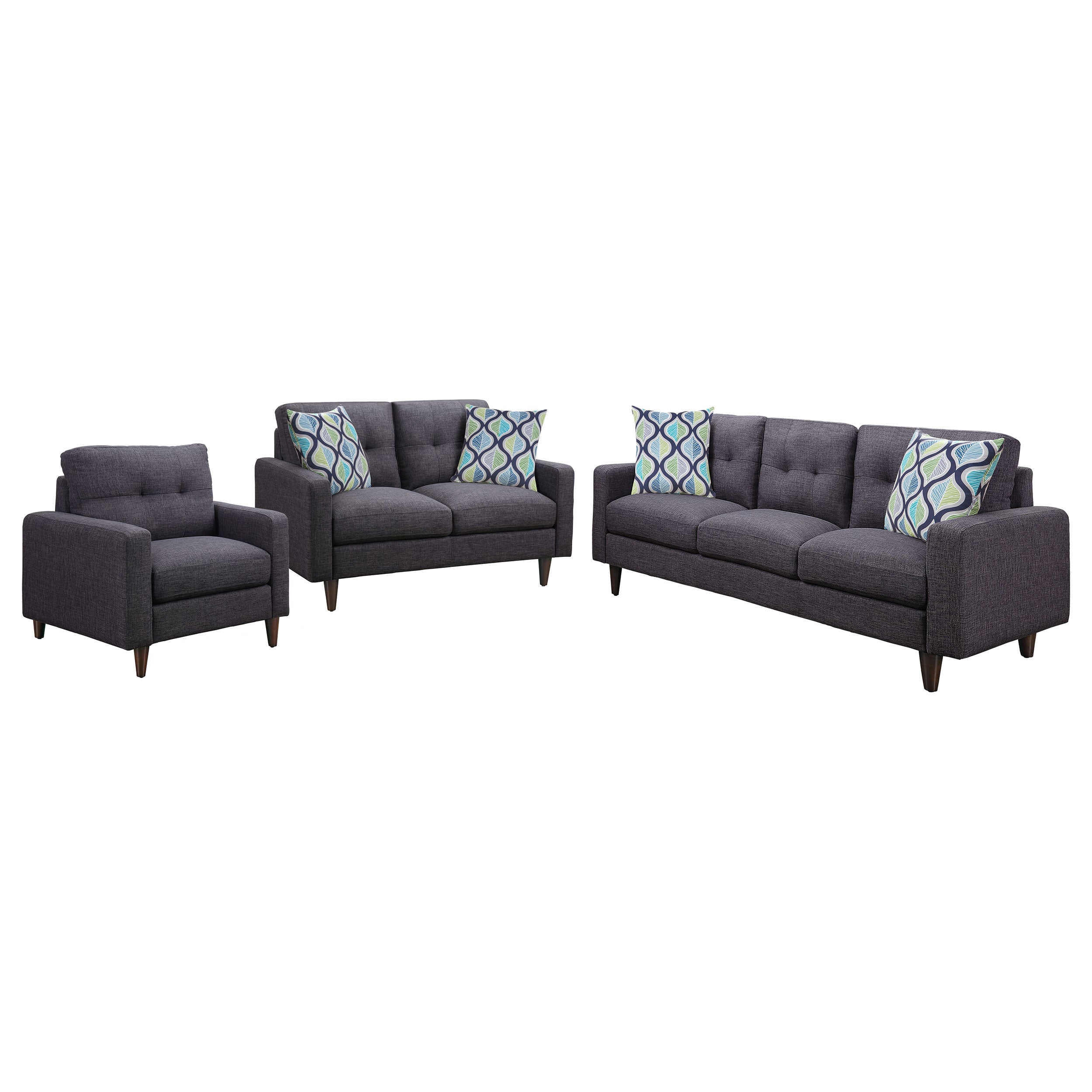 Watsonville Upholstered Track Arm Sofa Set Grey