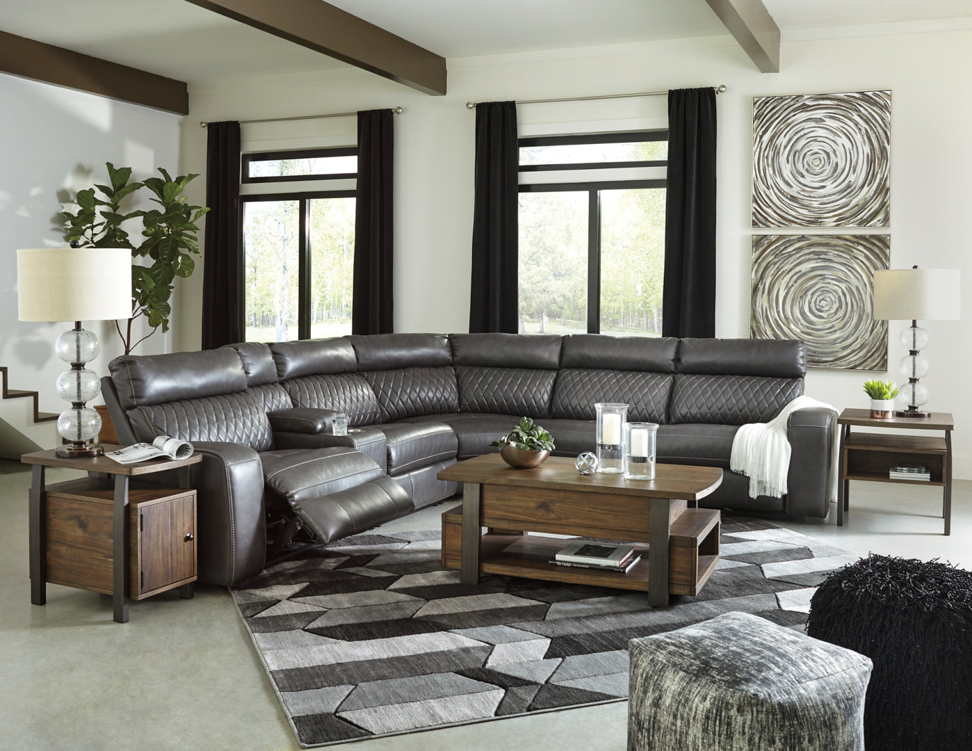 Samperstone 5-Piece Power Reclining Sectional