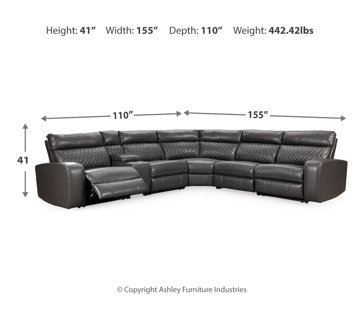 Samperstone 5-Piece Power Reclining Sectional