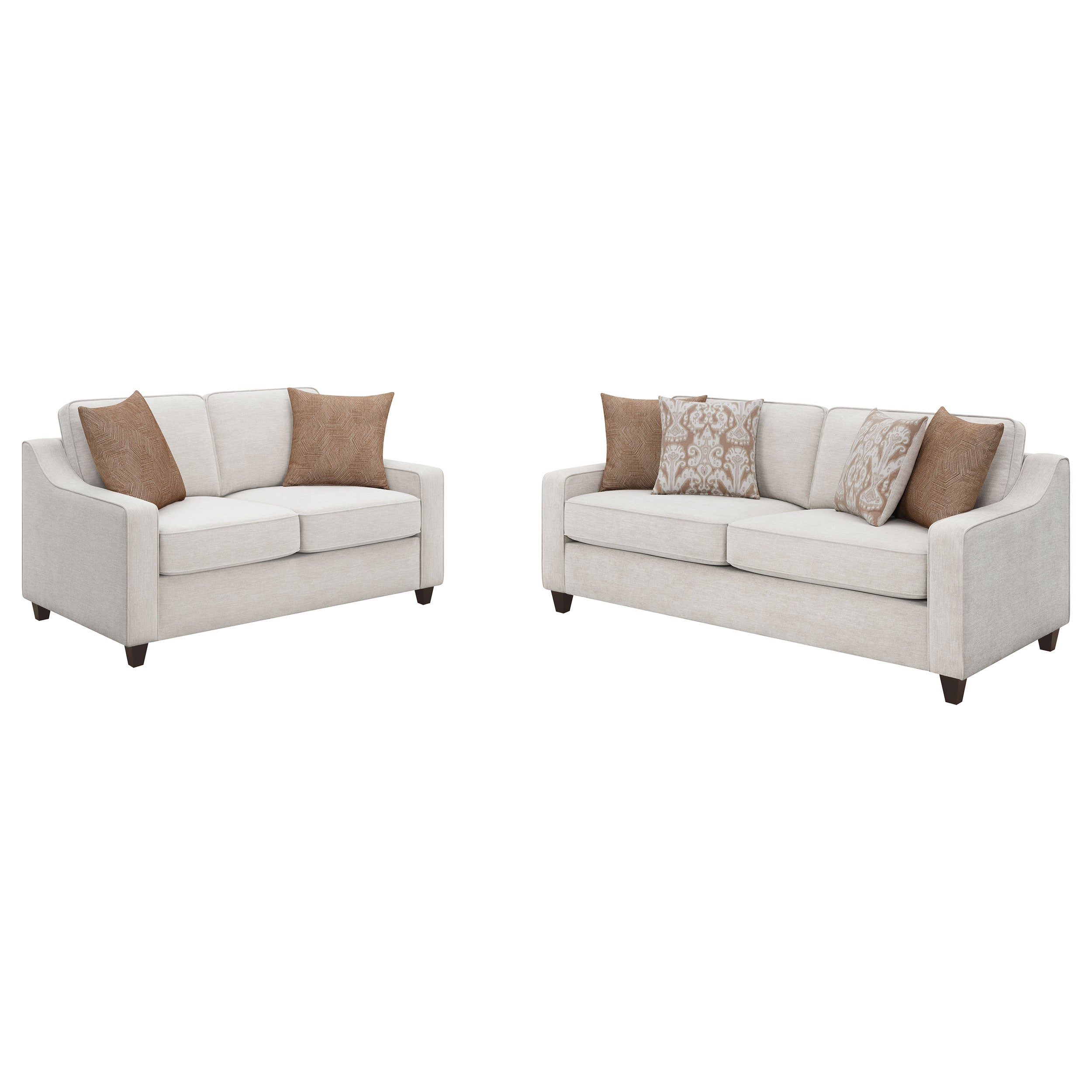 Christine Upholstered Sloped Arm Sofa Set Beige