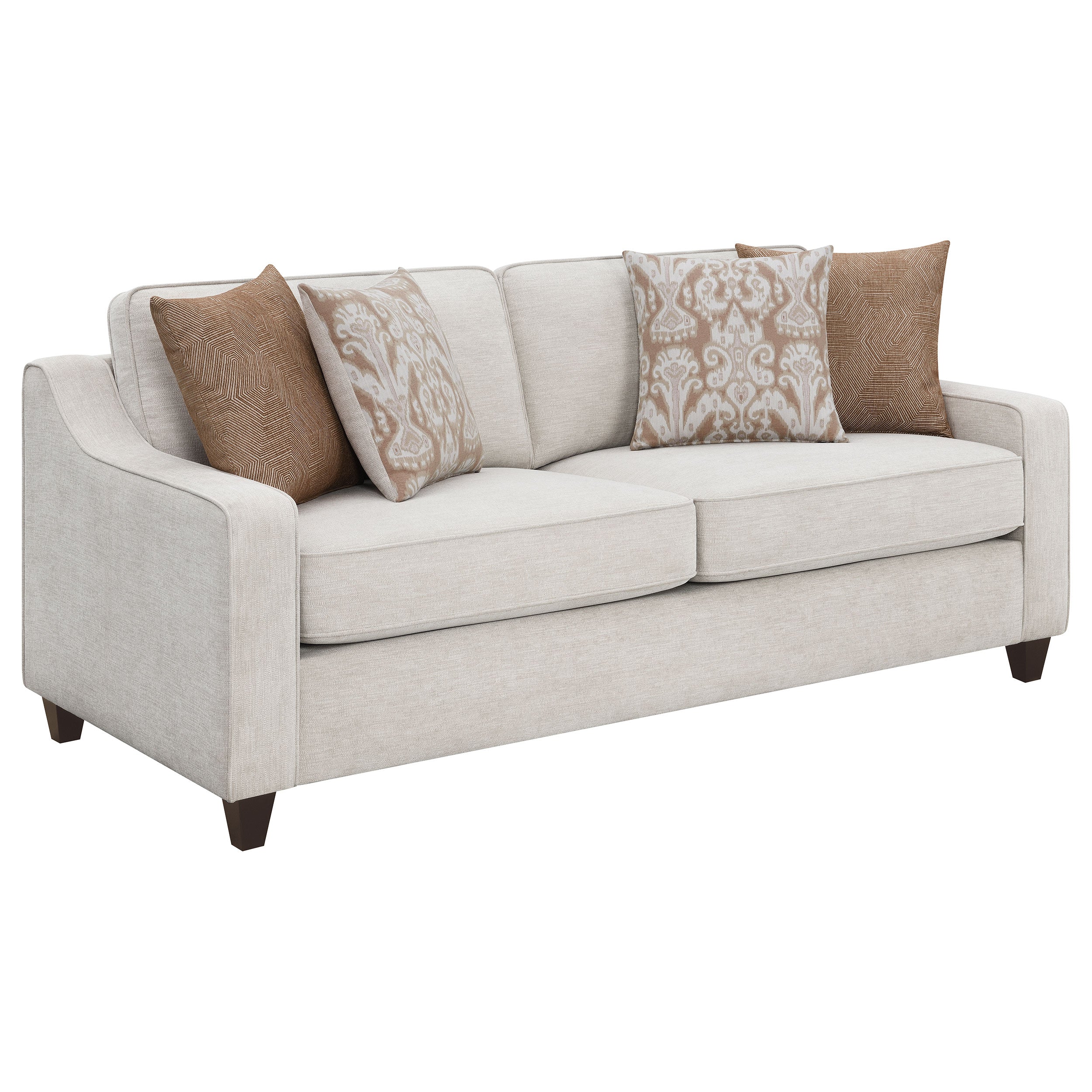 Christine Upholstered Sloped Arm Sofa Set Beige