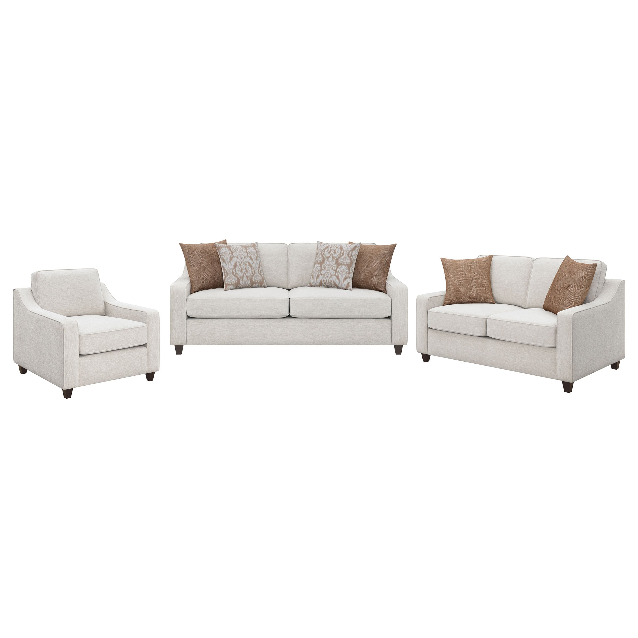 Christine Upholstered Sloped Arm Sofa Set Beige