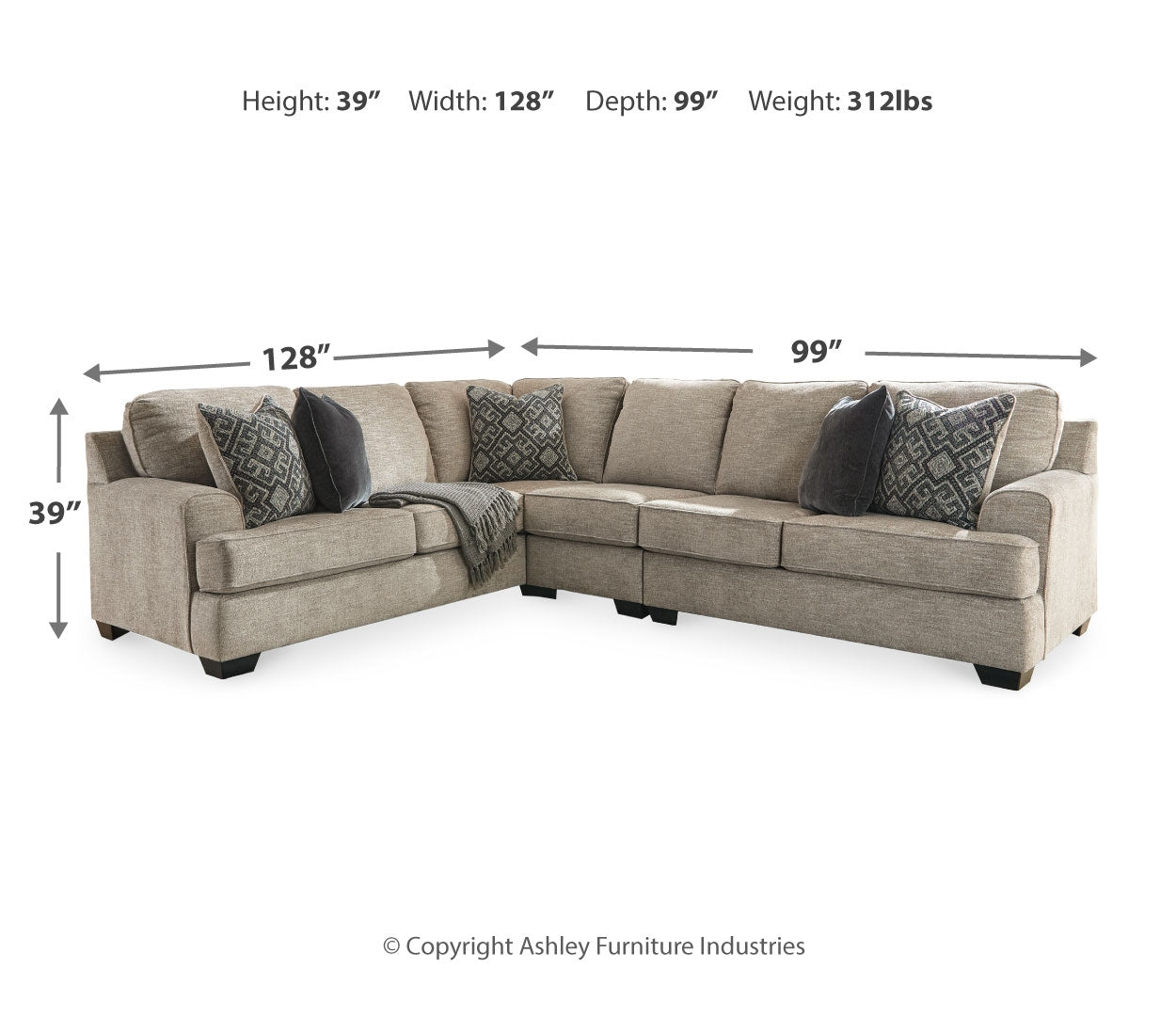 Bovarian Sectional with Ottoman (Customizable)
