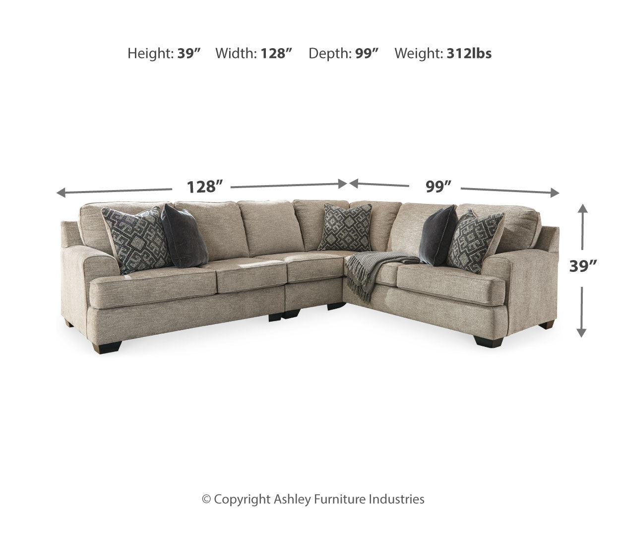 Bovarian Sectional with Ottoman (Customizable)