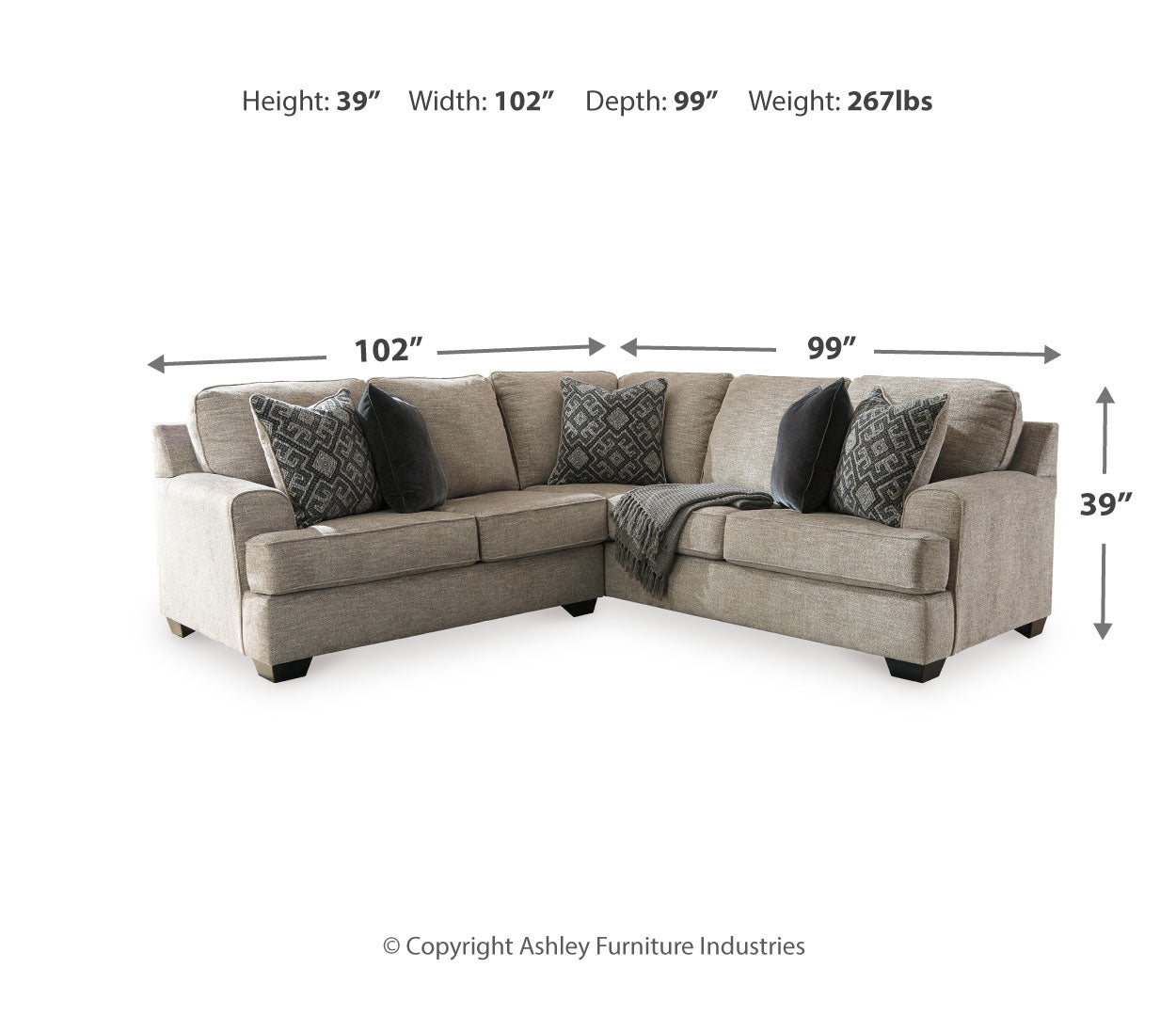 Bovarian Sectional with Ottoman (Customizable)
