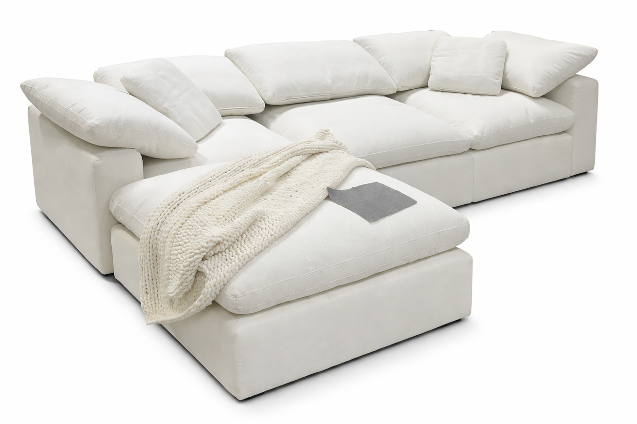 Luxe Dream Performance Bouclé Square Arm Cloud - Ivory