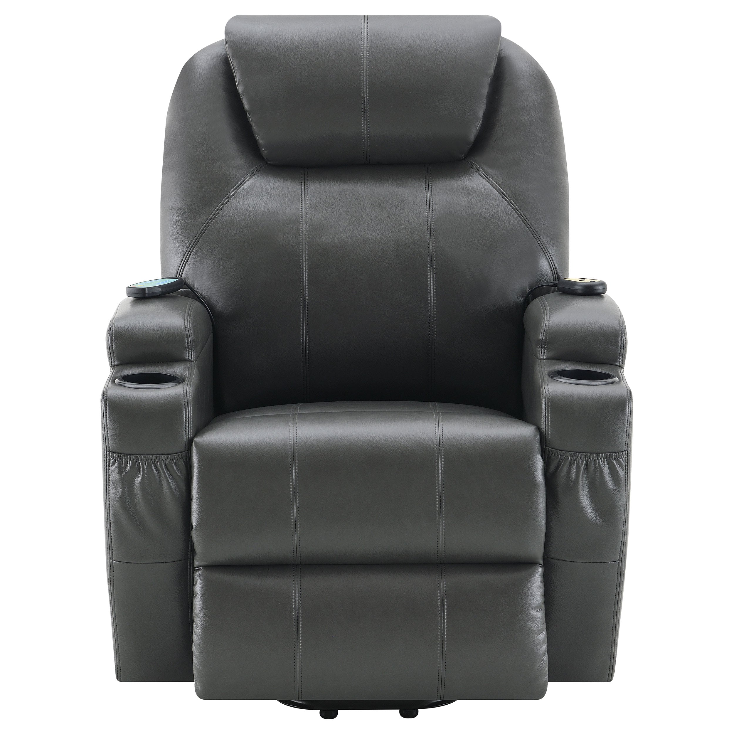 Sanger Upholstered Power Lift Massage Recliner Champagne