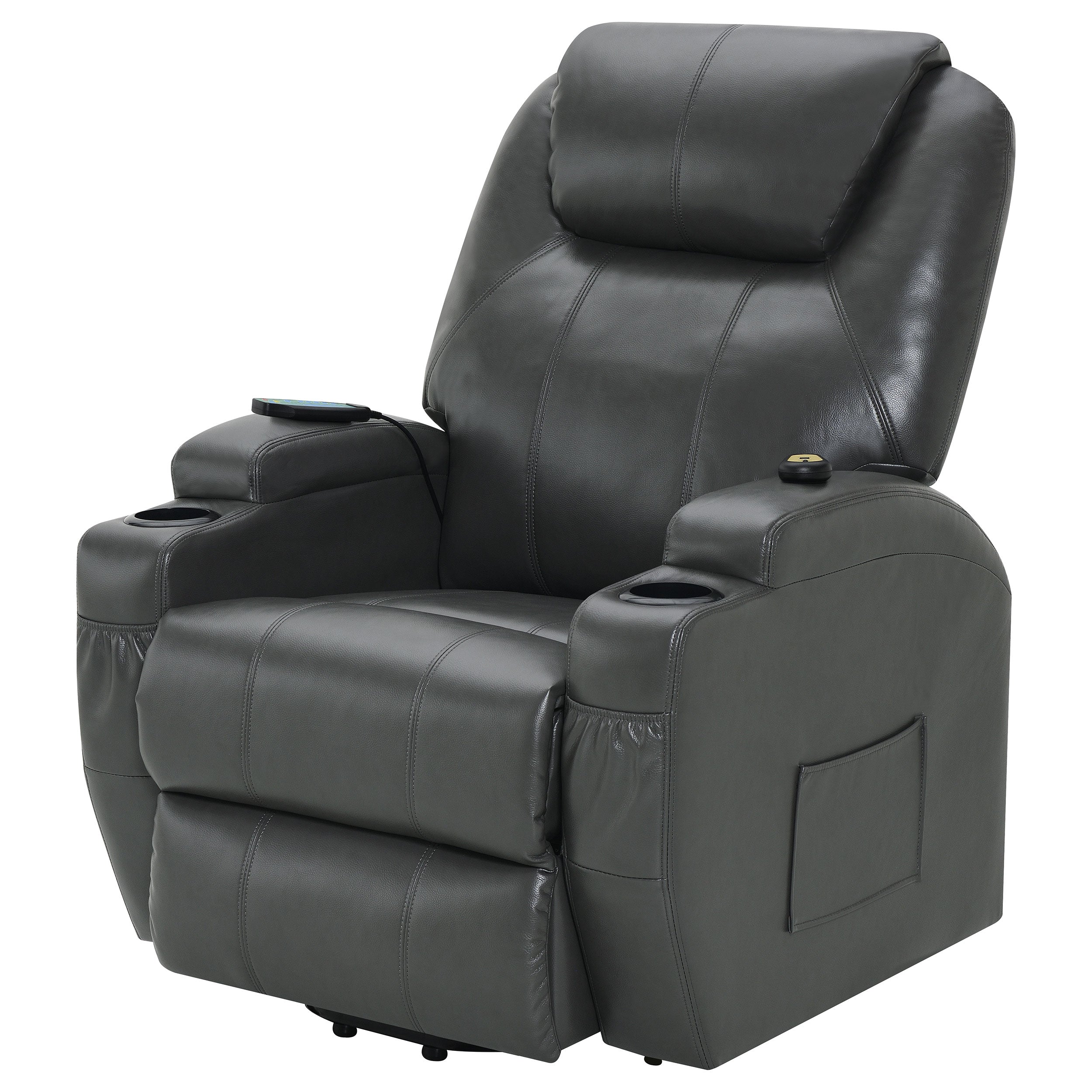 Sanger Upholstered Power Lift Massage Recliner Champagne