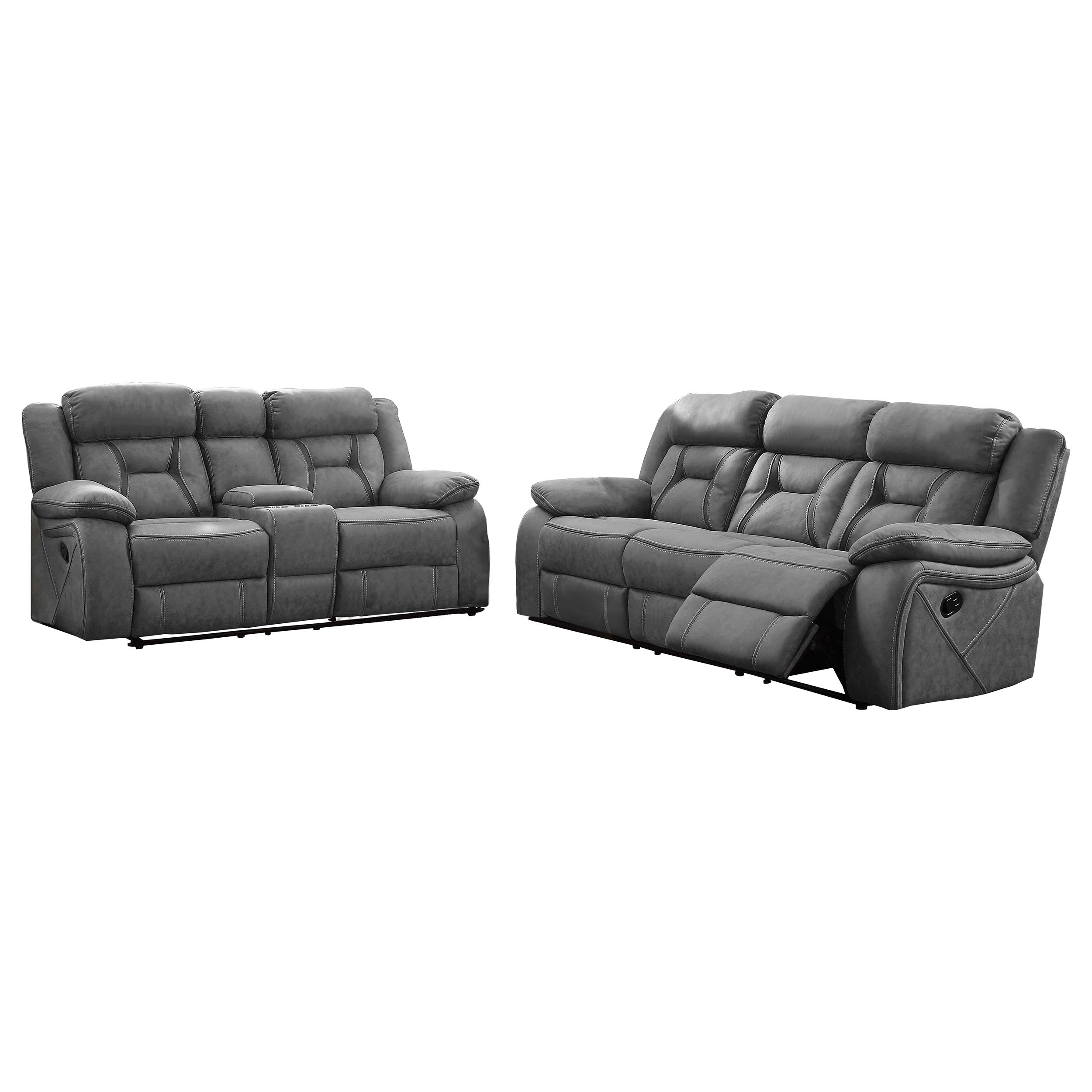 Higgins Upholstered Motion Reclining Sofa Set Grey