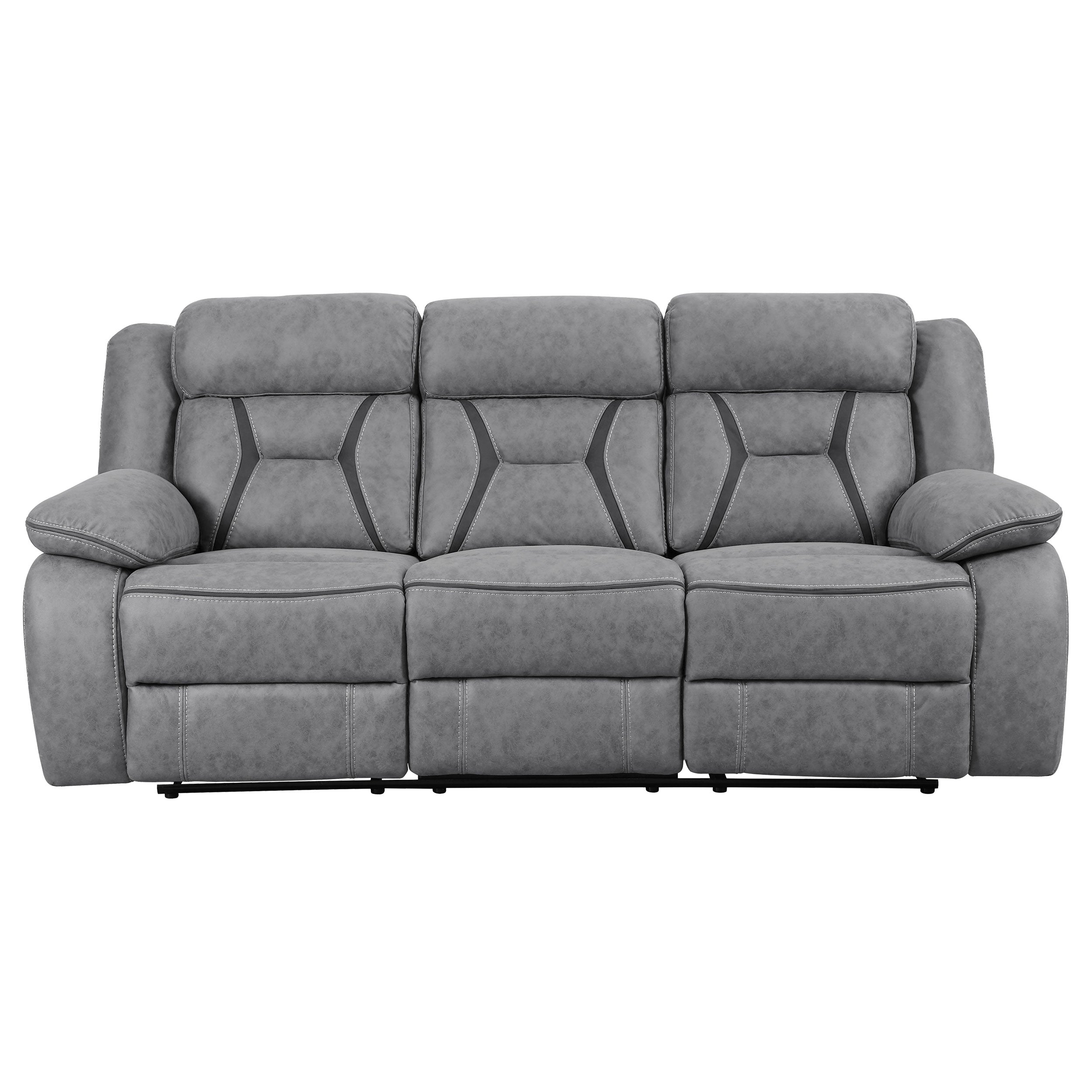 Higgins Upholstered Motion Reclining Sofa Set Grey