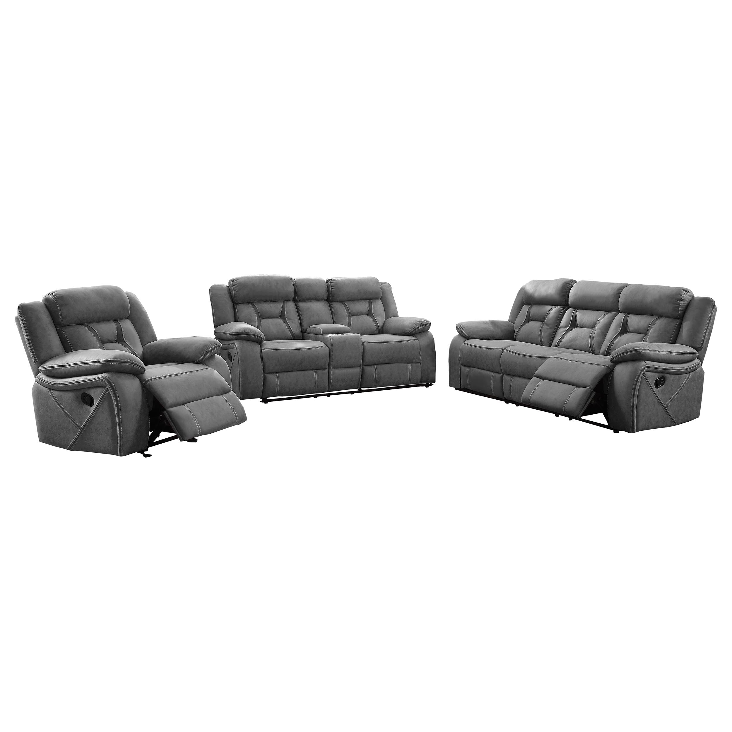 Higgins Upholstered Motion Reclining Sofa Set Grey