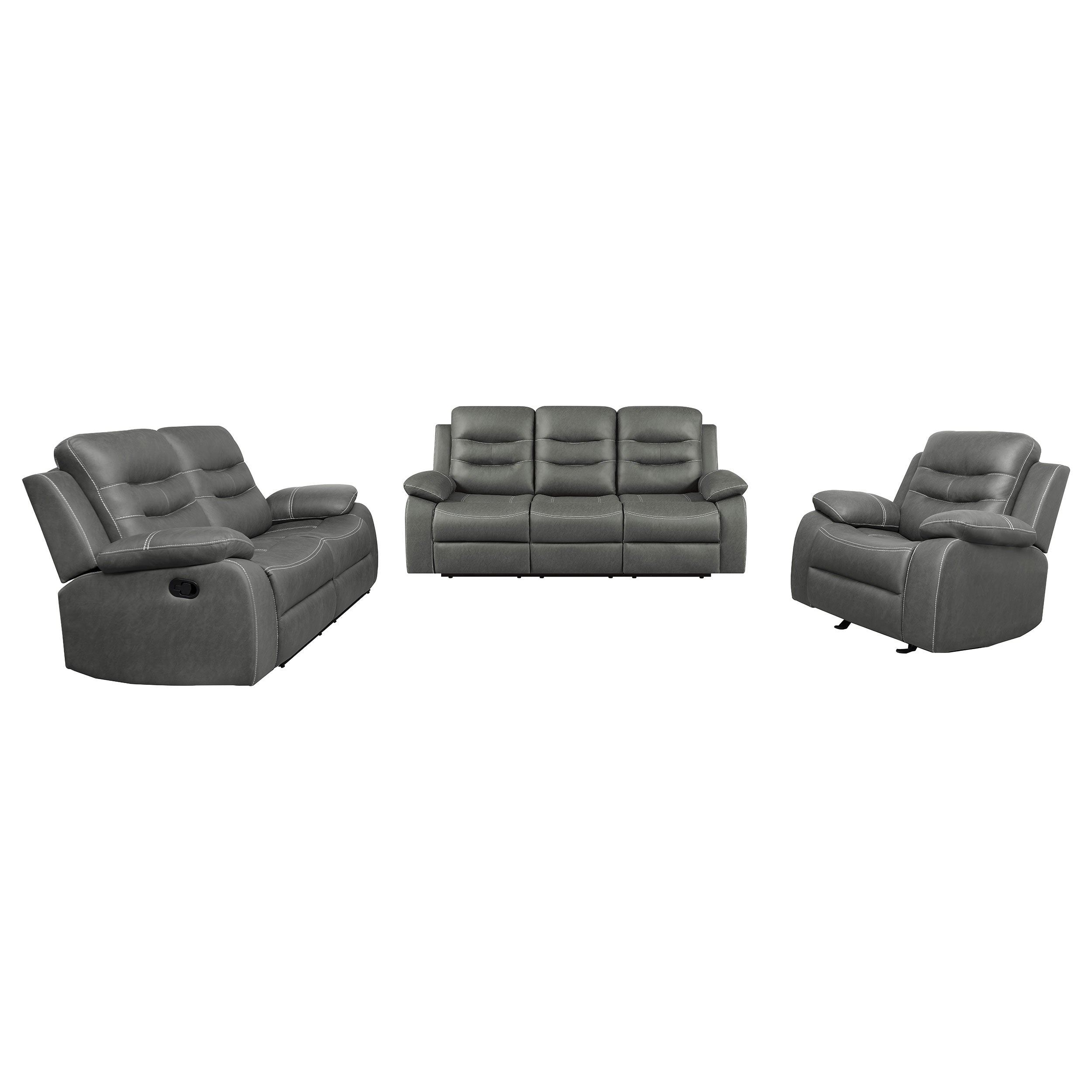 Nova Upholstered Padded Arm Sofa Set Dark Grey