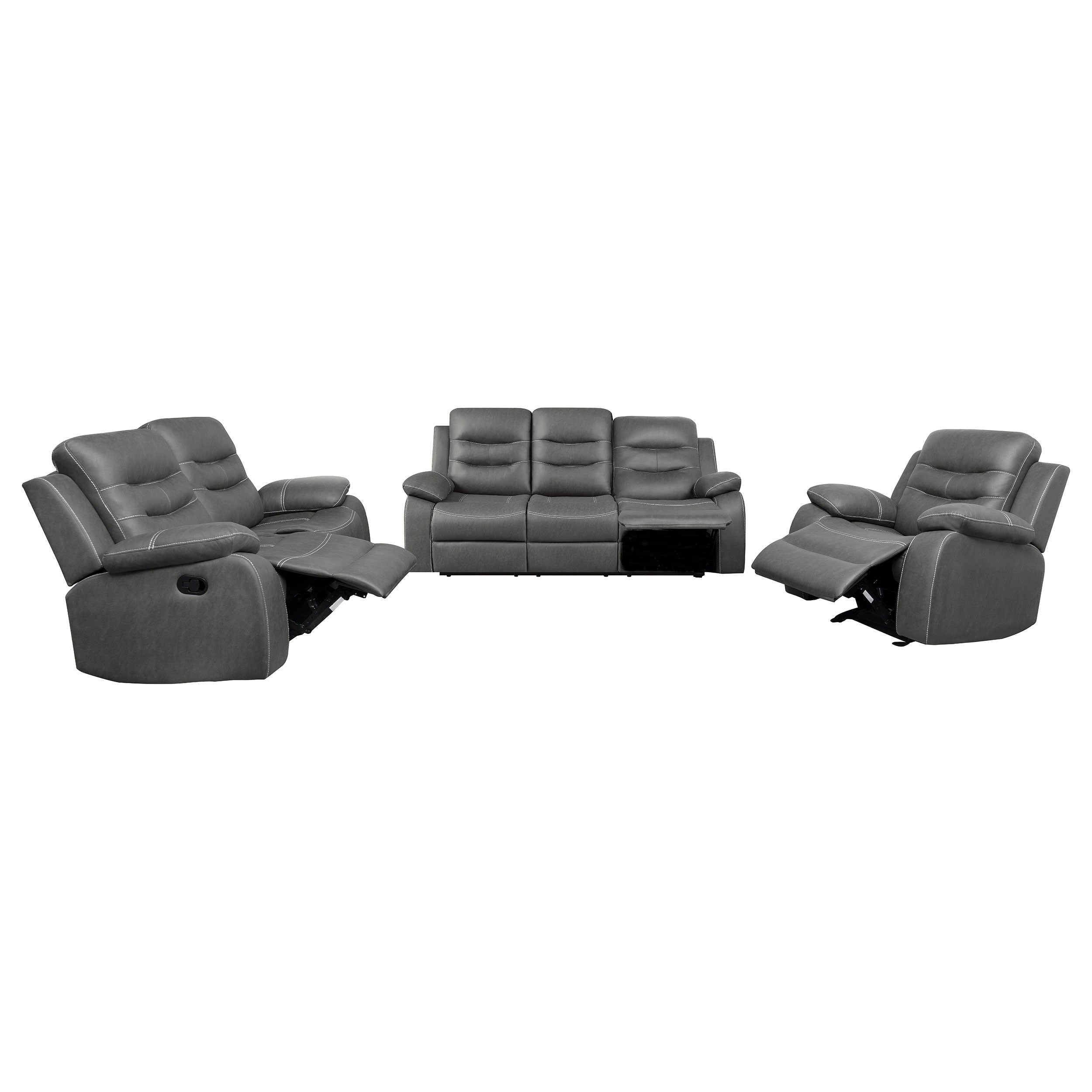 Nova Upholstered Padded Arm Sofa Set Dark Grey