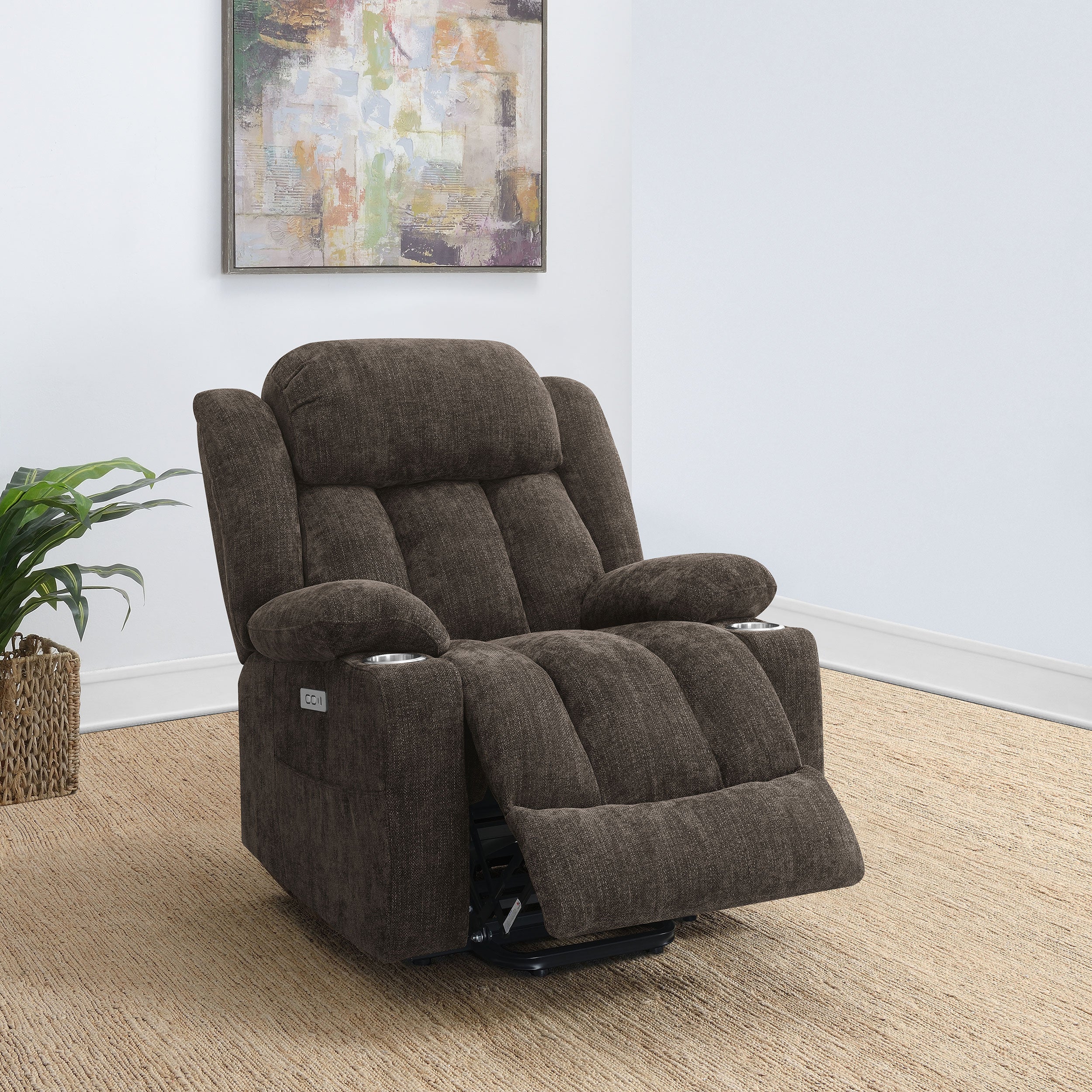 Houston Upholstered Power Lift Recliner Chair Camel