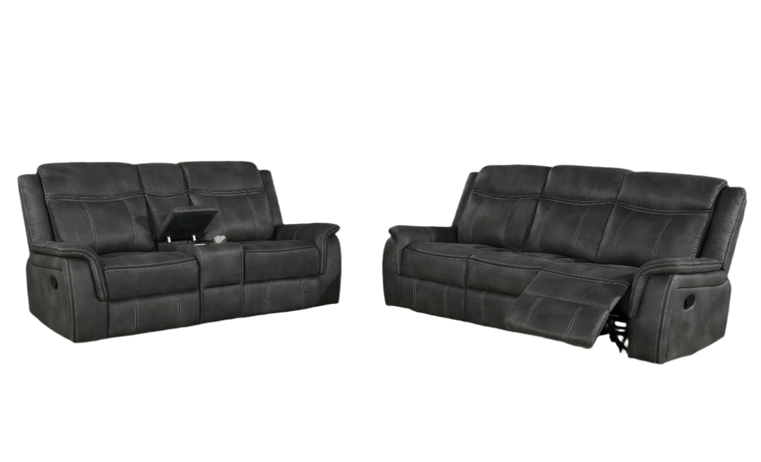 Lawrence Upholstered Reclining Sofa Set Charcoal