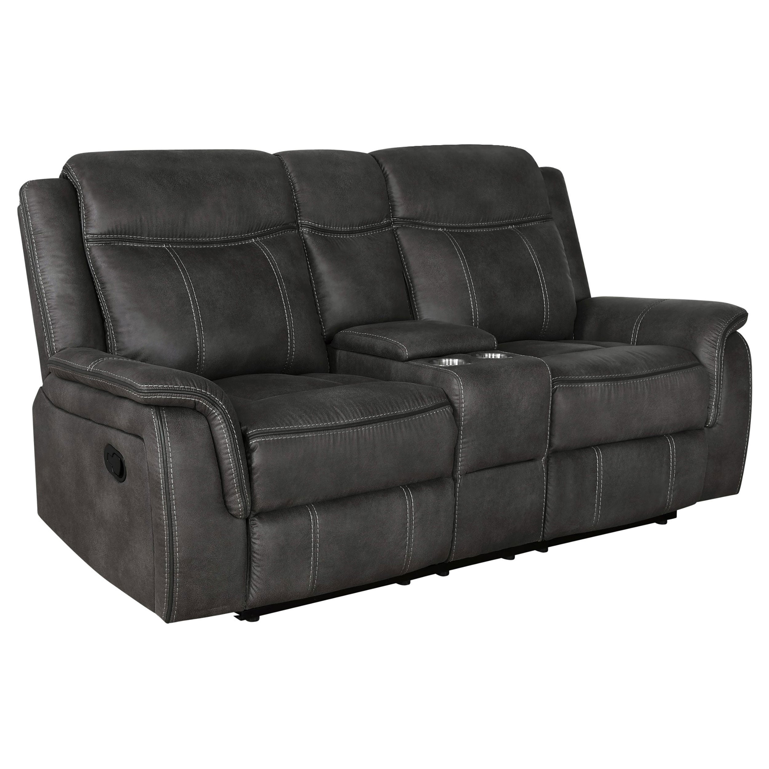 Lawrence Upholstered Reclining Sofa Set Charcoal
