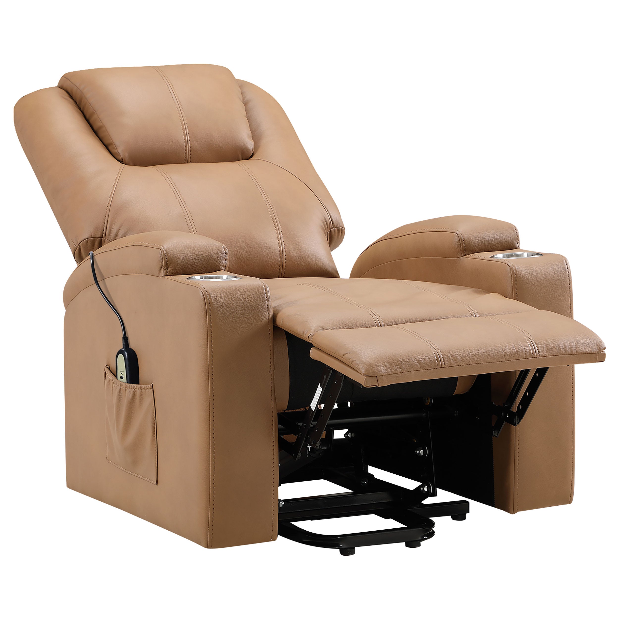 Armstrong Upholstered Power Lift Massage Recliner Black