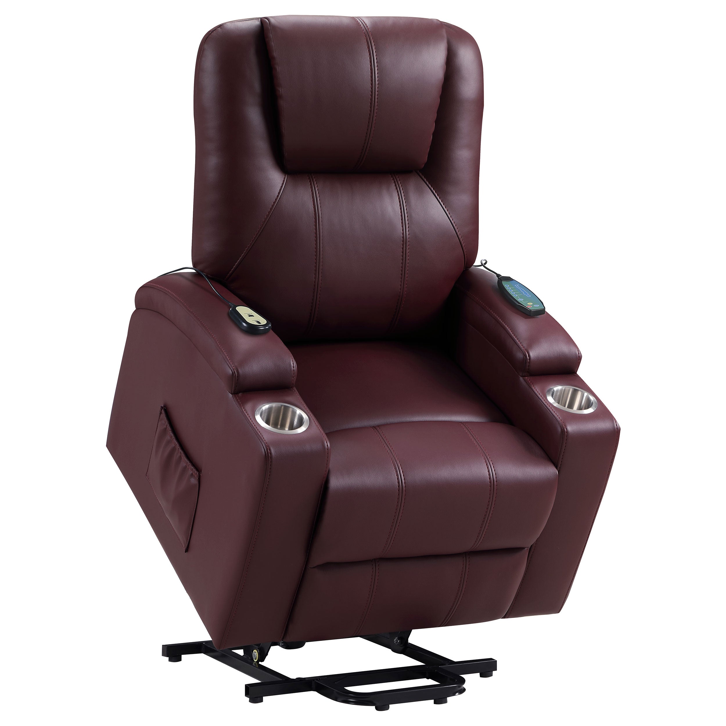 Armstrong Upholstered Power Lift Massage Recliner Black