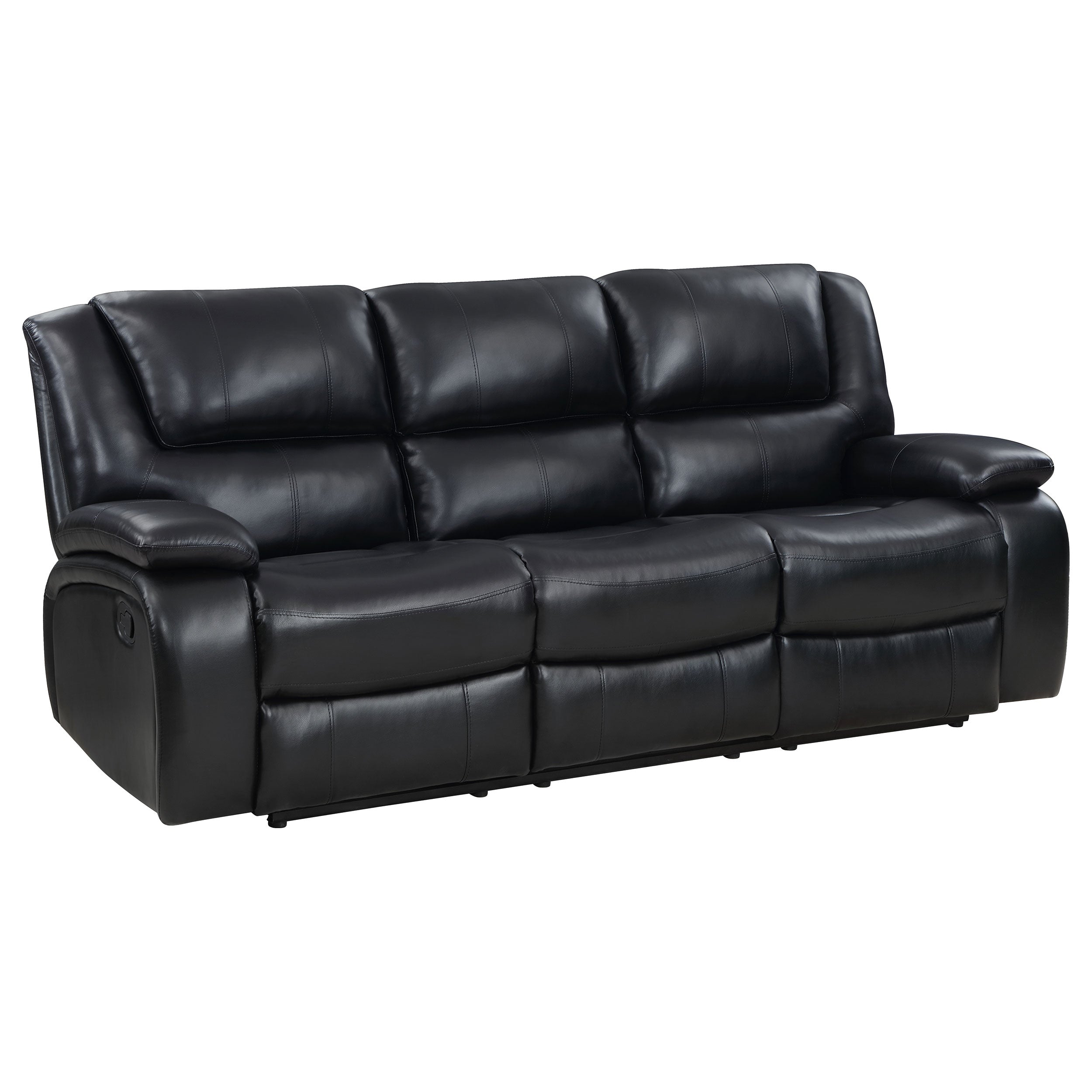Camila Upholstered Motion Reclining Sofa Set Black