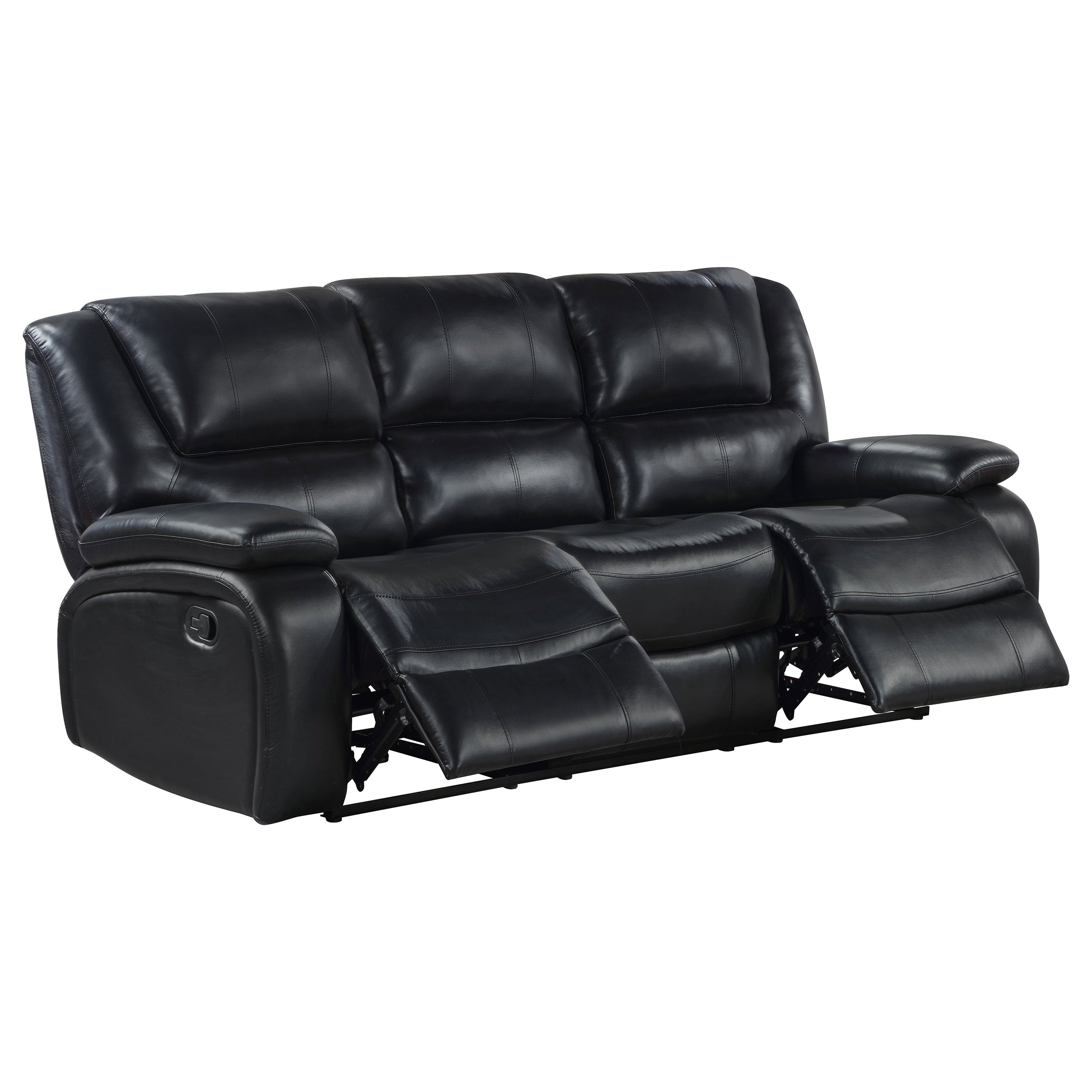 Camila Upholstered Motion Reclining Sofa Set Black