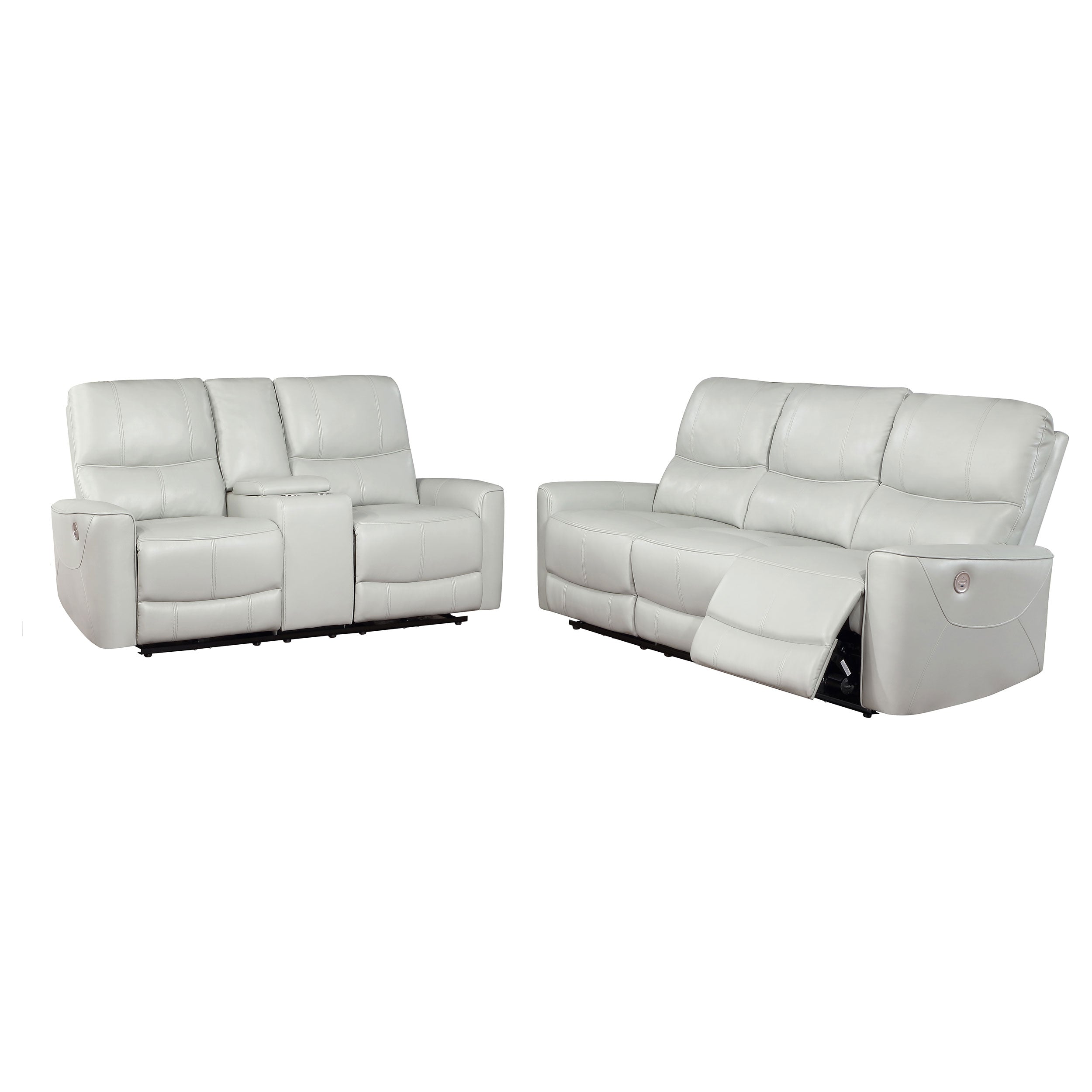 Greenfield Power Reclining Sofa Set Dove Grey