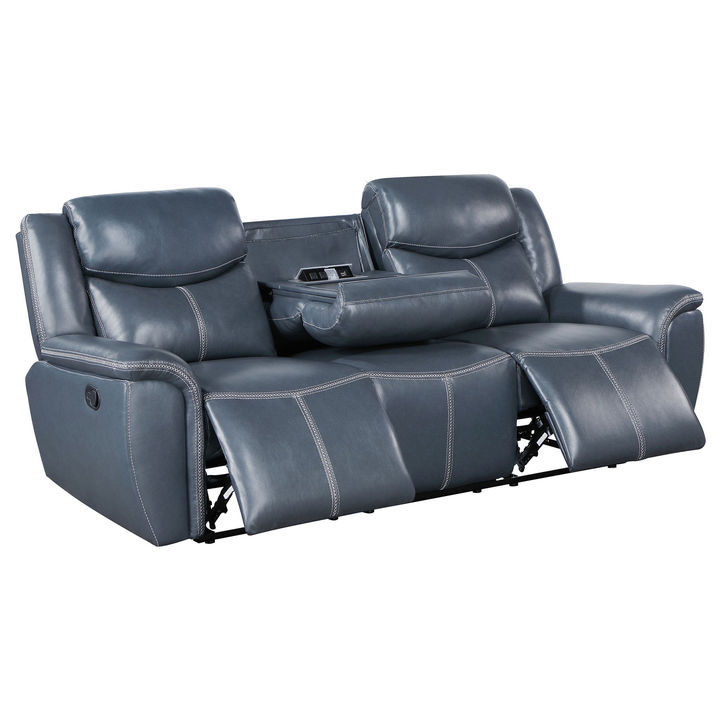 Sloane Upholstered Reclining Sofa Set Blue
