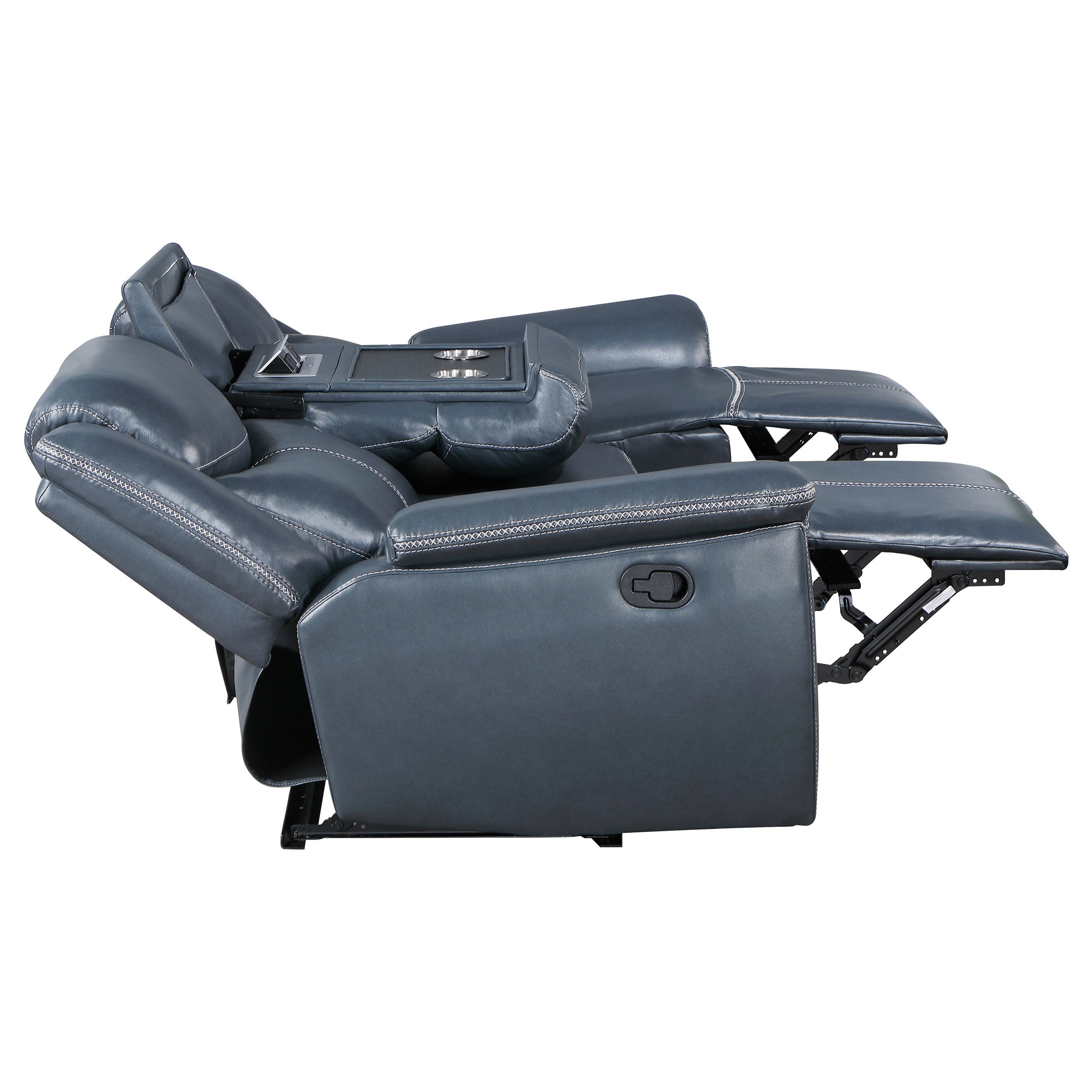 Sloane Upholstered Reclining Sofa Set Blue
