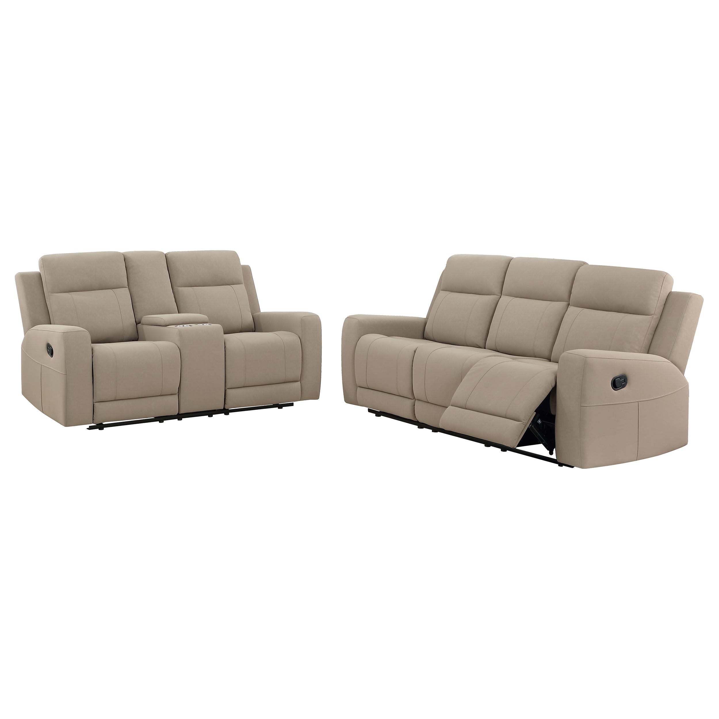 Brentwood  Upholstered Reclining Sofa Set Charcoal/Taupe