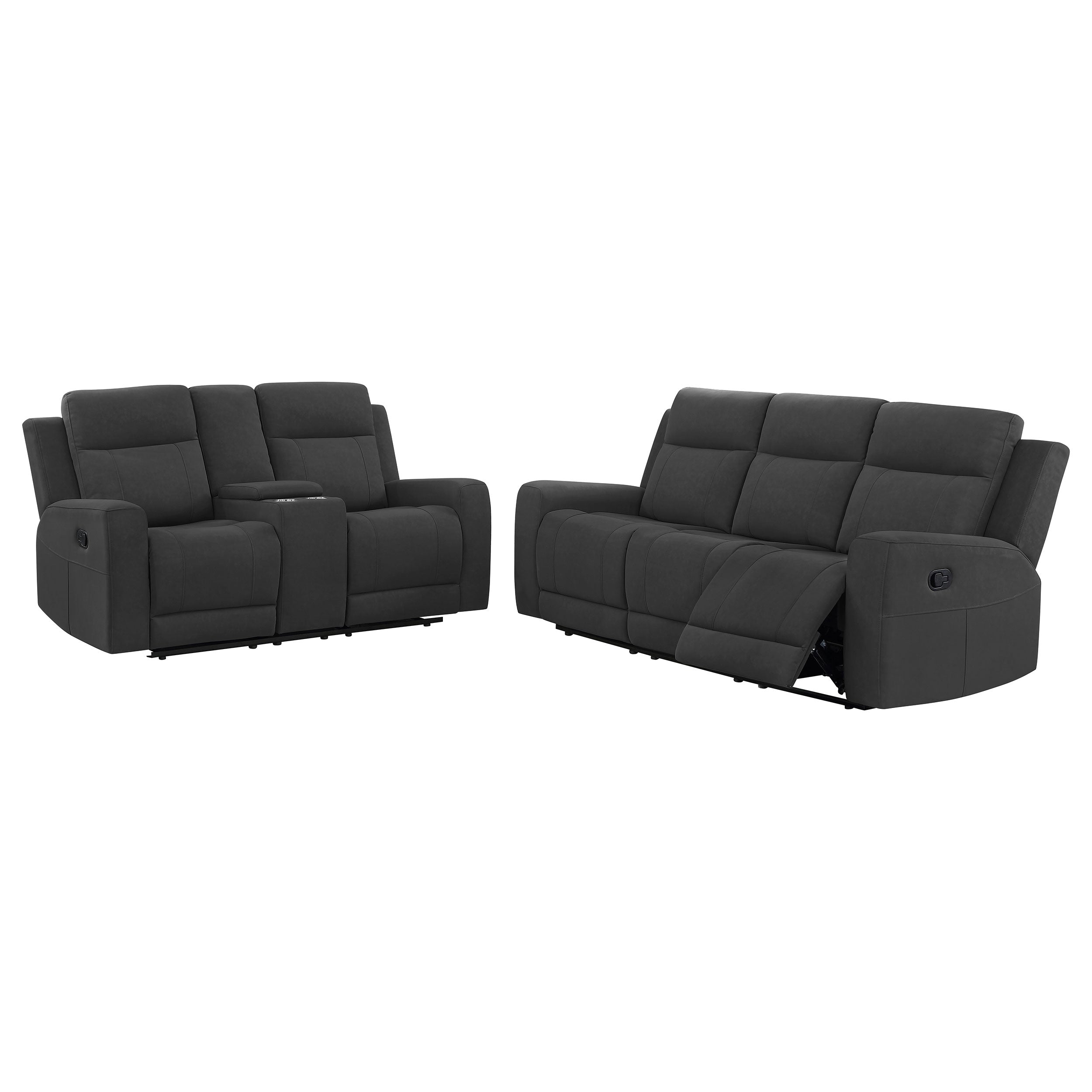 Brentwood  Upholstered Reclining Sofa Set Charcoal/Taupe