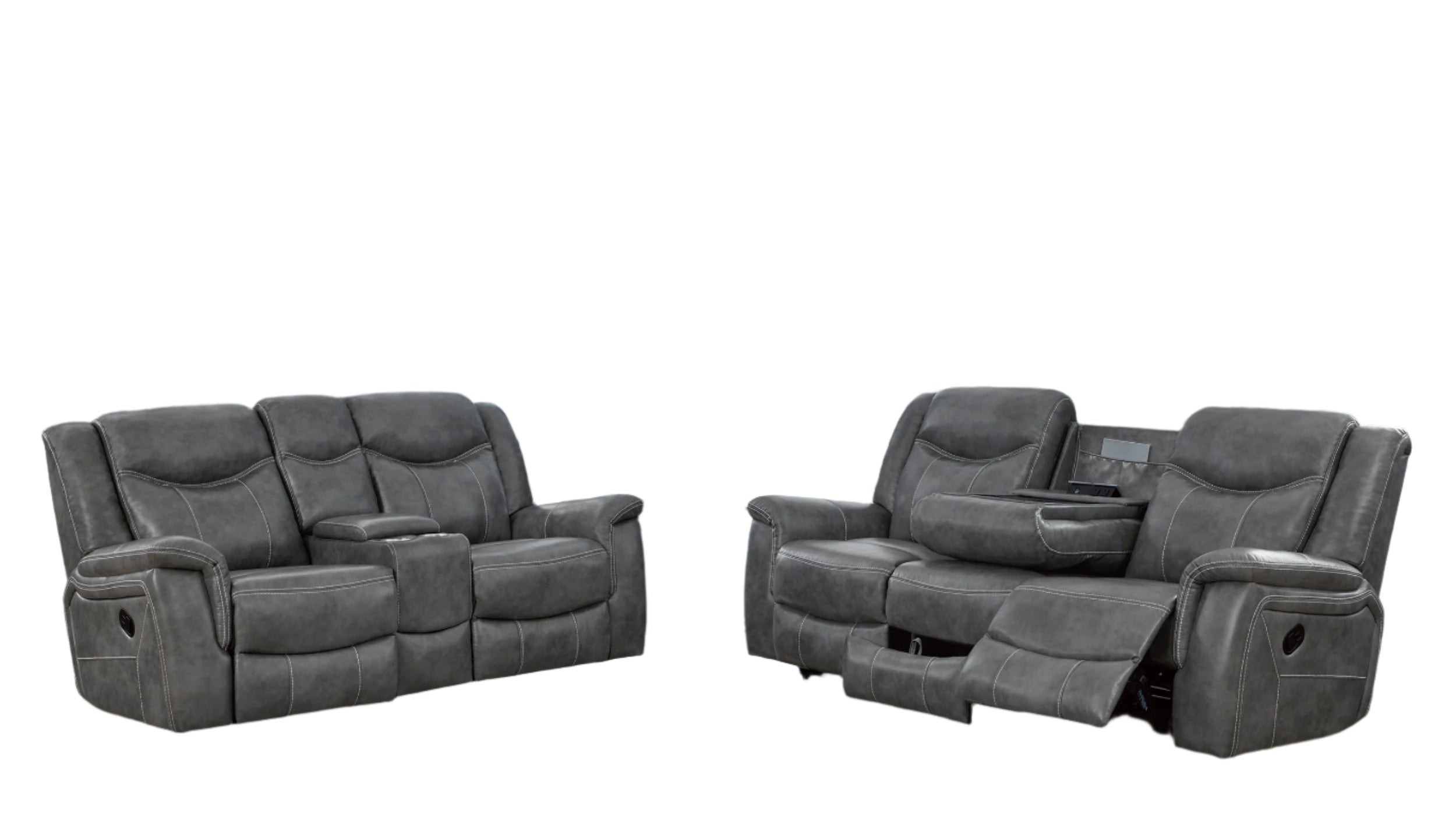 Conrad Upholstered Padded Arm Motion Sofa Set Grey