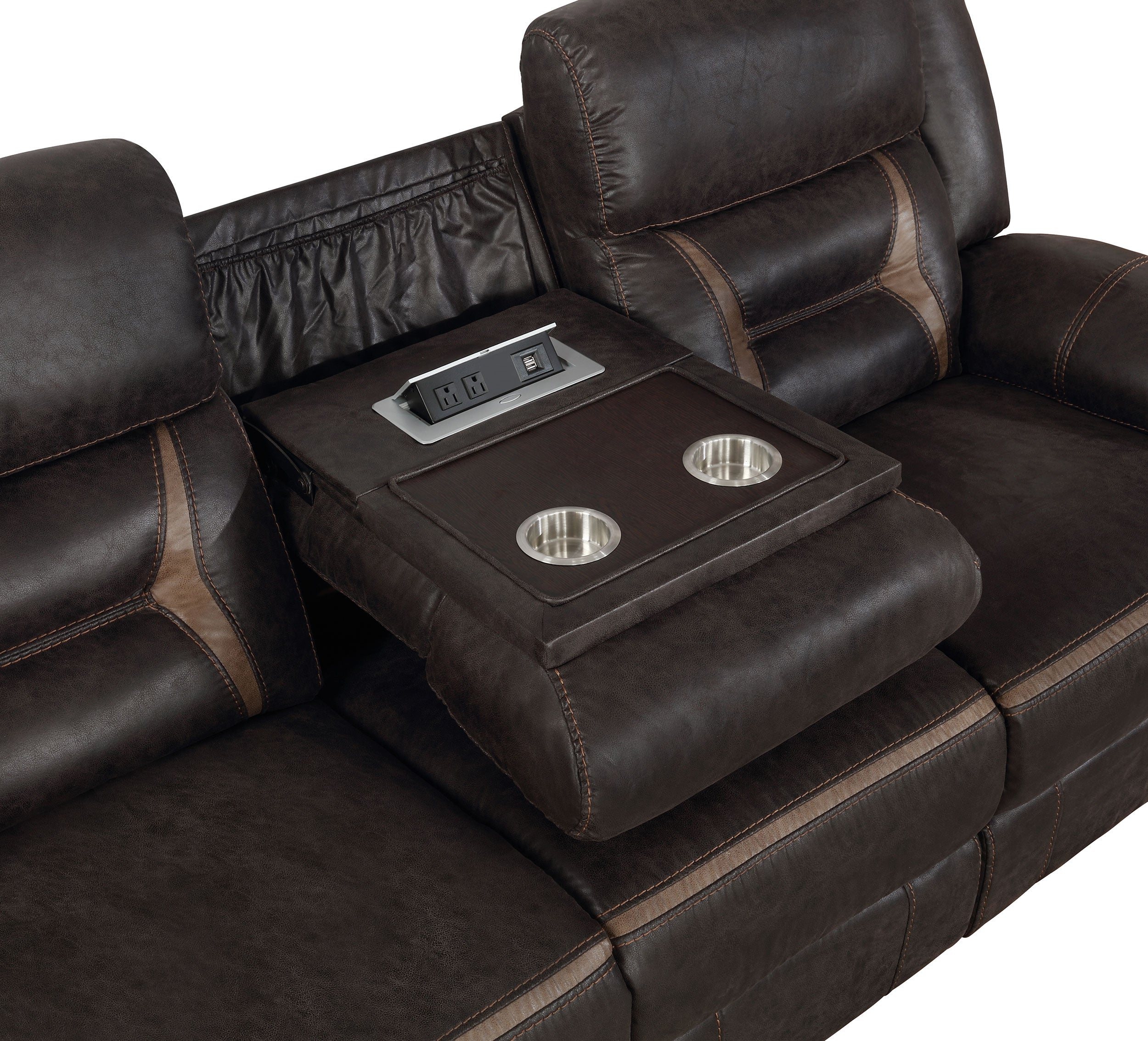 Greer Upholstered Reclining Sofa Set Brown