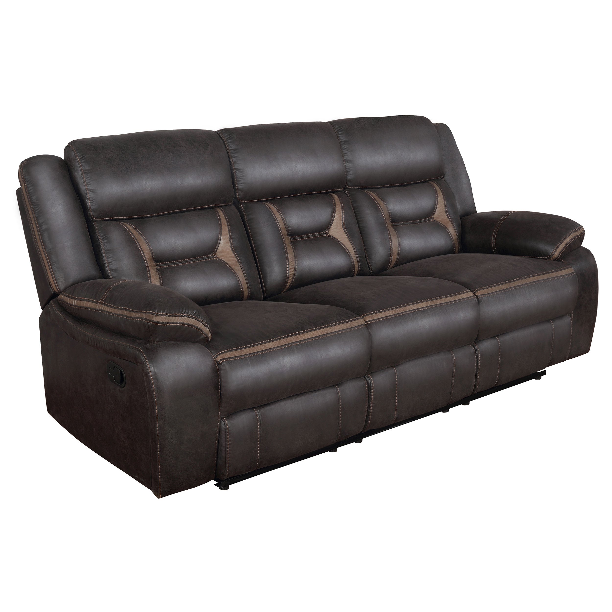 Greer Upholstered Reclining Sofa Set Brown