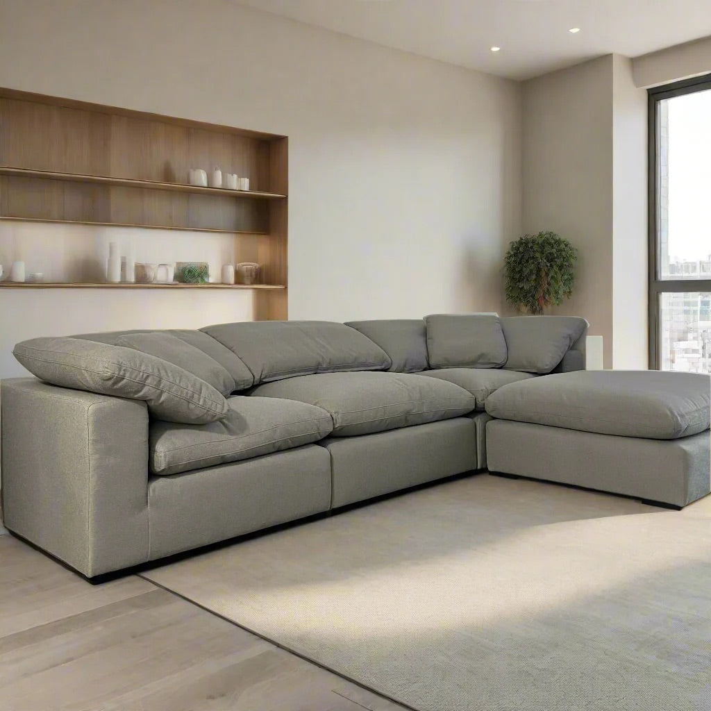 Luxe Dream Performance Bouclé Square Arm Cloud - Ivory/Slate Grey