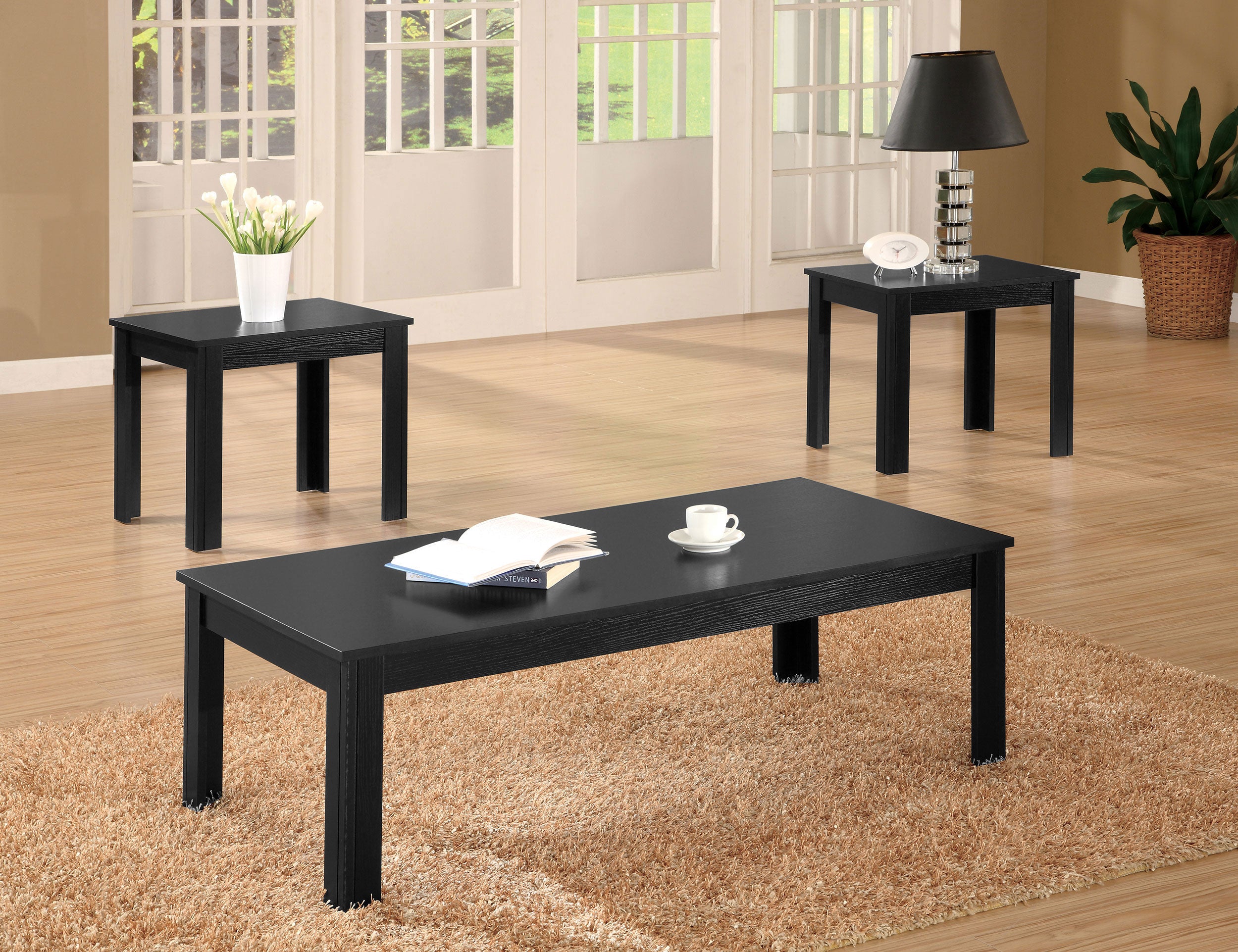 Elias Engineered Wood Coffee Table Set Black