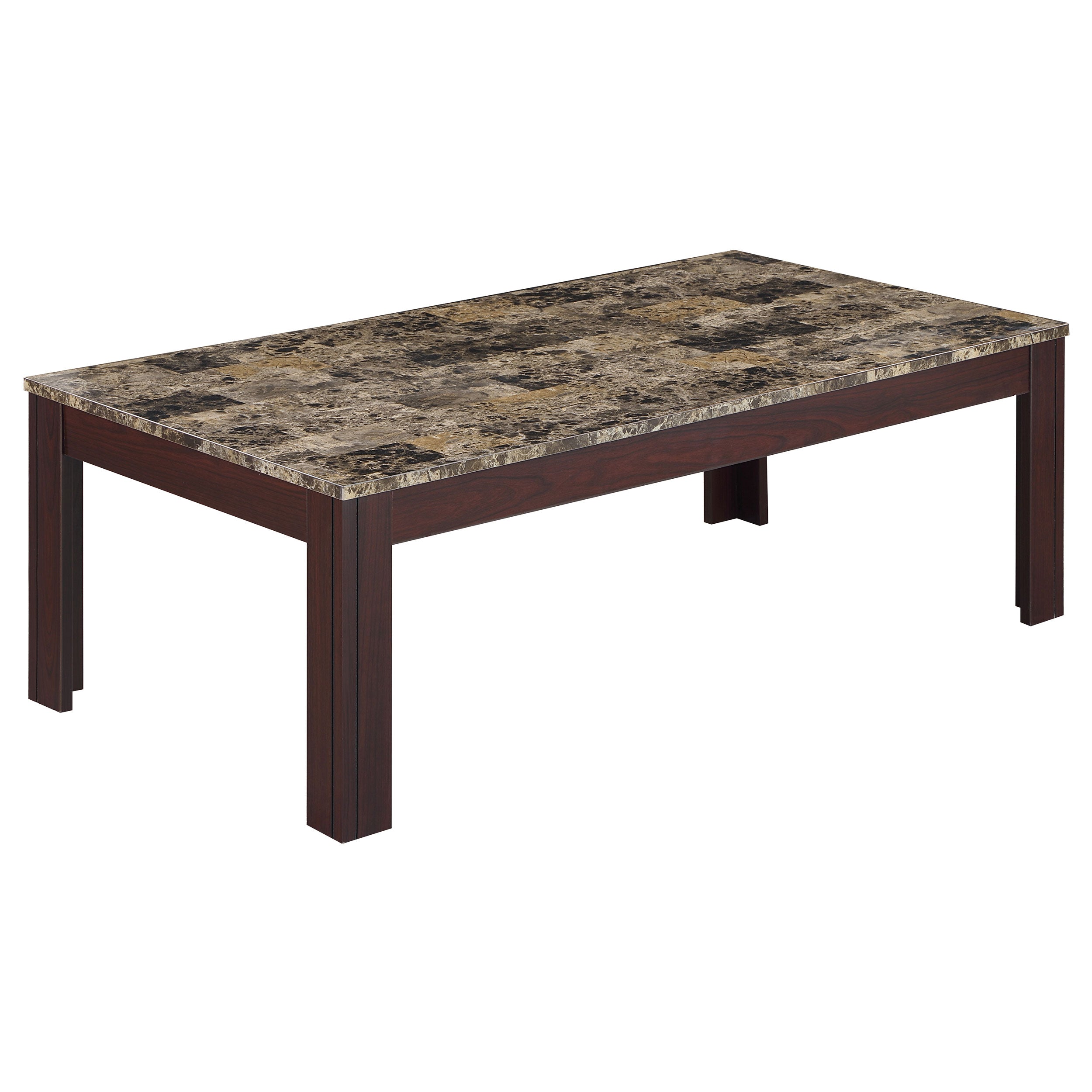 Rhodes Faux Marble Top Coffee Table Set Brown