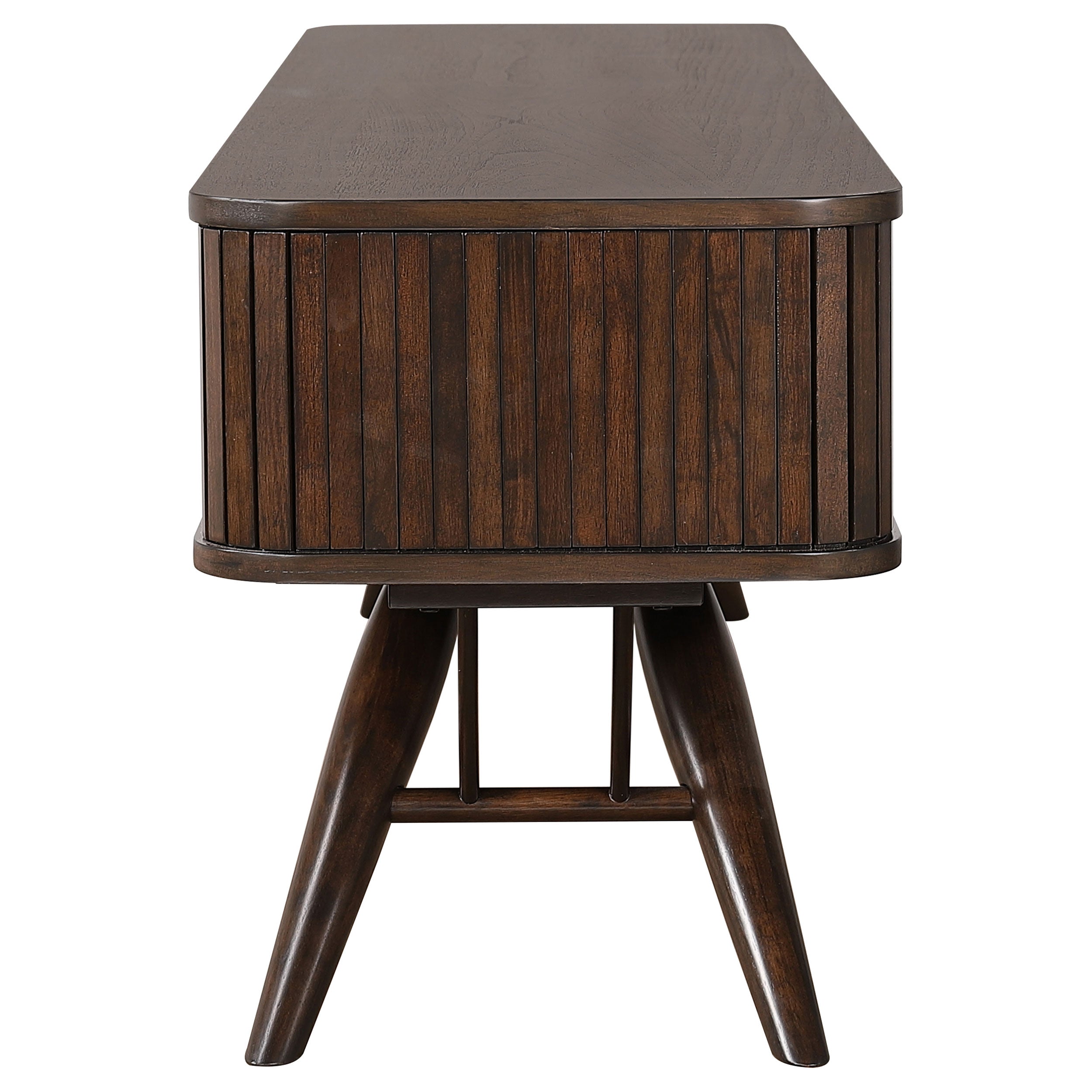 Valna Wood 71-inch TV Stand with Sliding Doors Walnut