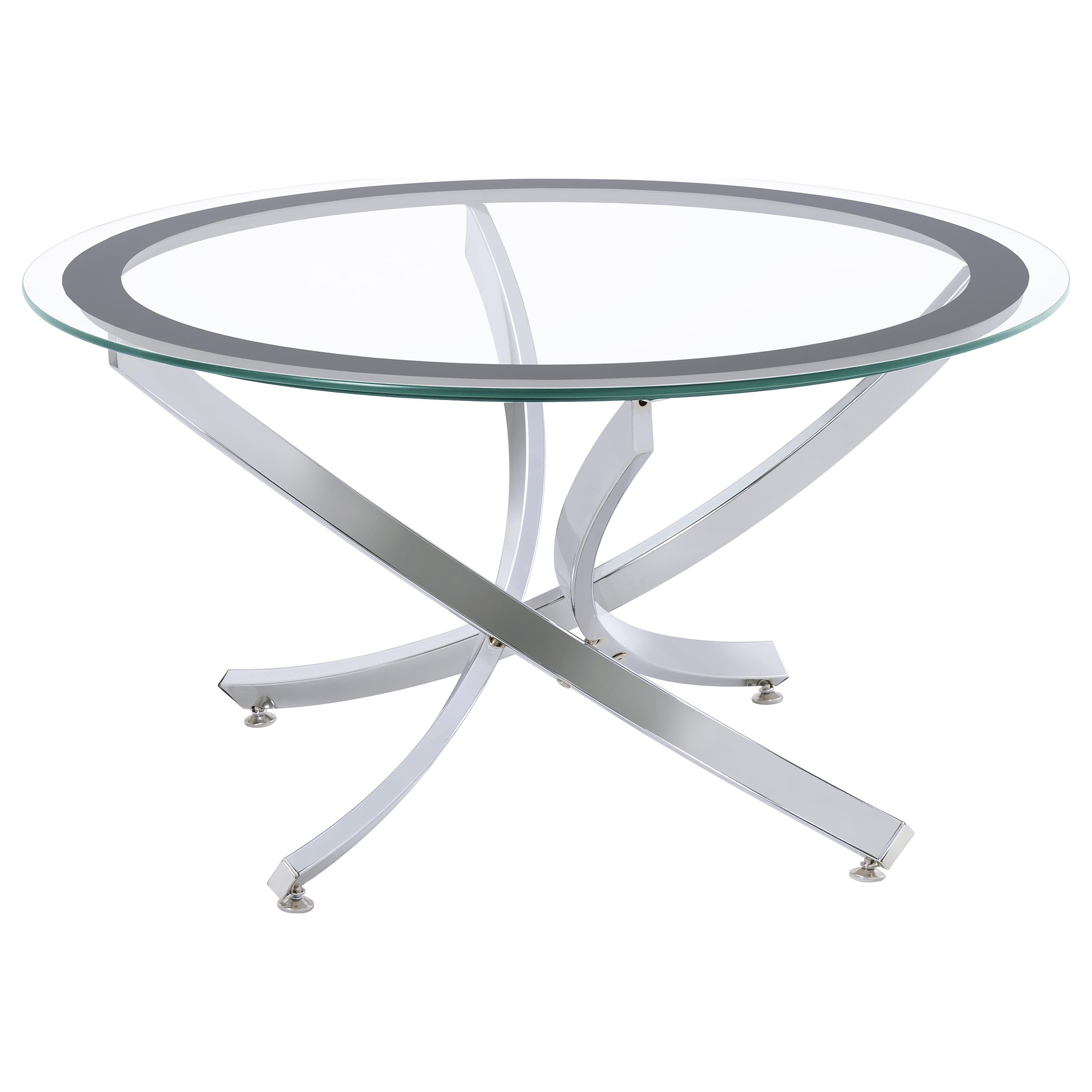 Brooke Round Coffee and End Table Set Chrome
