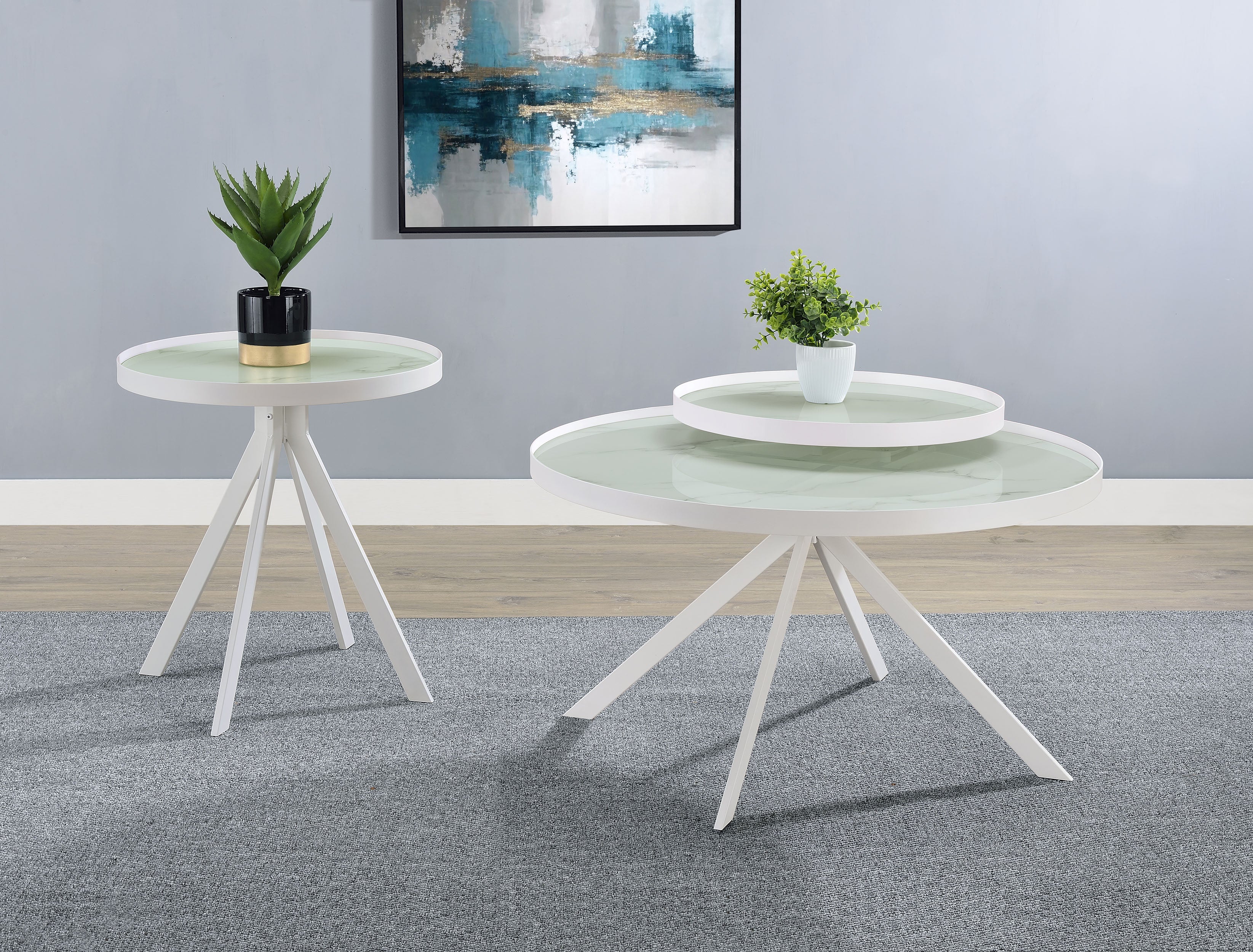 Briggs Round Coffee and End Table Set Black